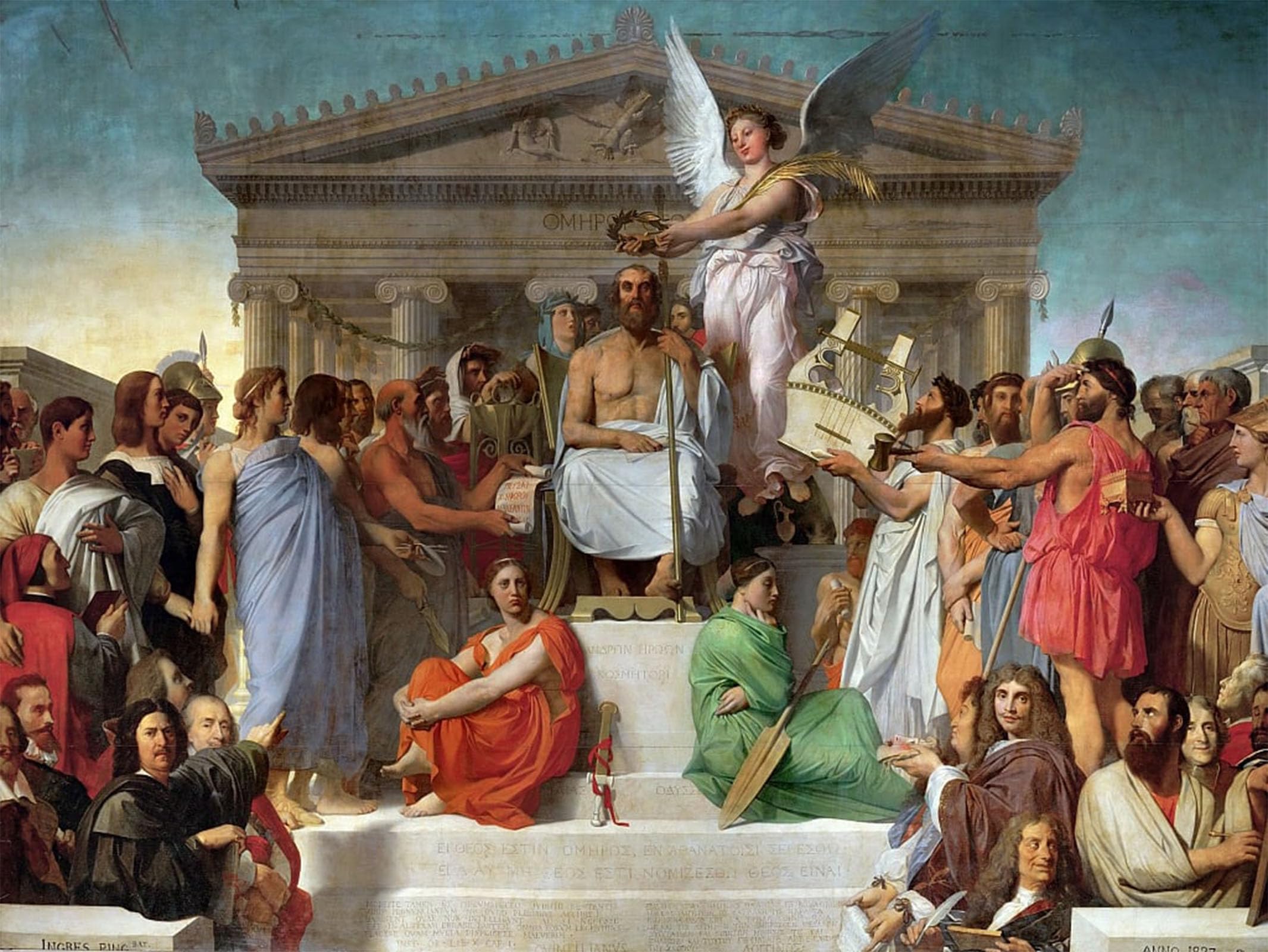 ARTXLXXBN Famous Art Print Poster Vintage Wall Art the Apotheosis of Homer by Jean Auguste Ingres Canvas Art Poster for Home Decor 60x90cm