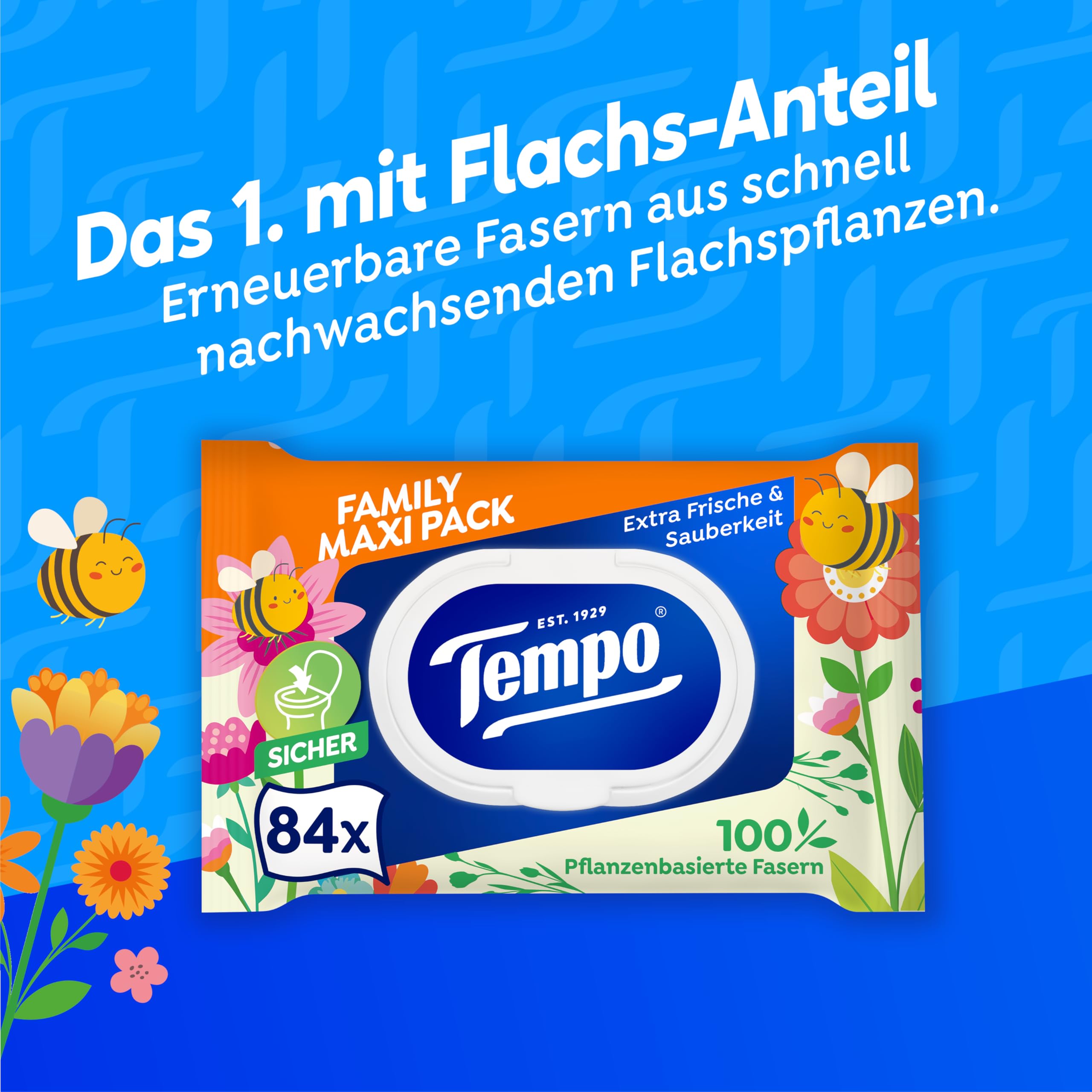 Tempo feuchtes Toilettentuch Maxi Pack_Vorteilspack_8 Stück mit jeweils 84 Tüchern
