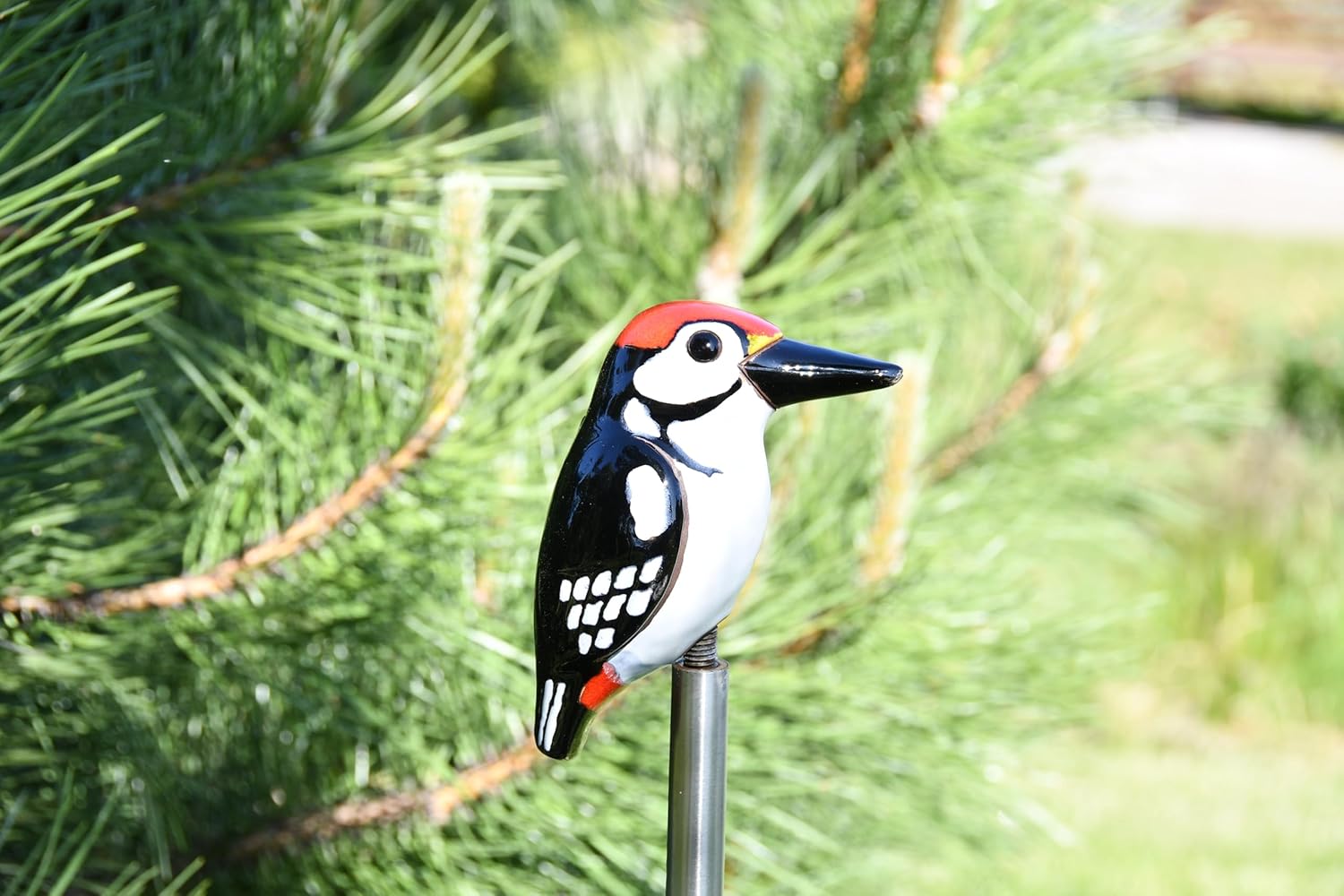 Ceramic Garden Decor - Bird Woodpecker Lawn Stake - Outdoor Statue - Perfect, Unique Gifts for Gardeners Woman, Men, Yard Gifts - Handmade, Frostproof