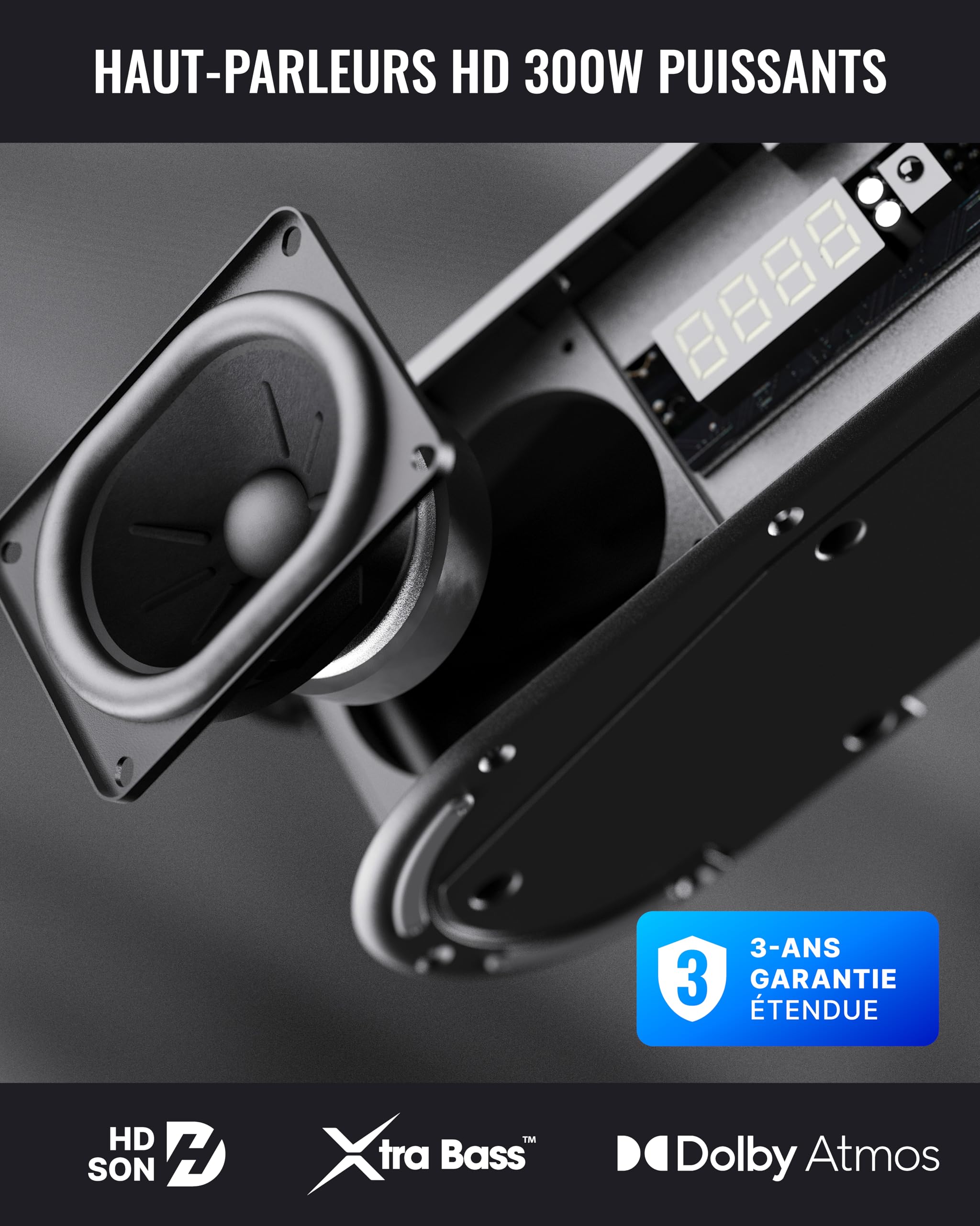 Majority Barre de Son TV Bluetooth 5.3, 300W Home Cinema 5.1 sans Fil | Bowfell Halo Atmos Mini Soundbar PC | DMI eARC | Enceinte TV Dolby Atmos | Caisson de Basse & Haut-Parleurs Arrière