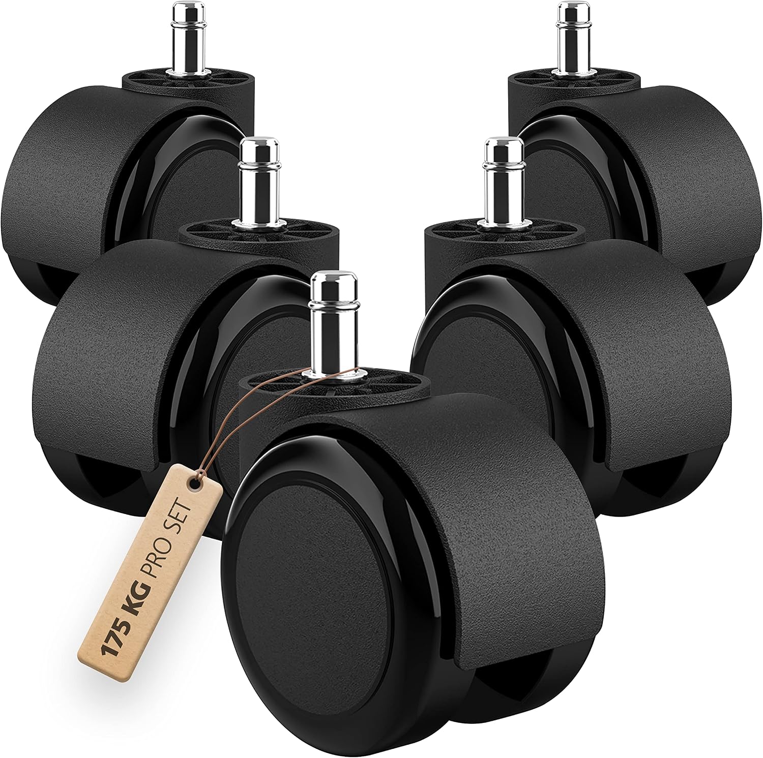 5er Set Bürostuhlrollen 10mm & 11mm Hartbodenrolle