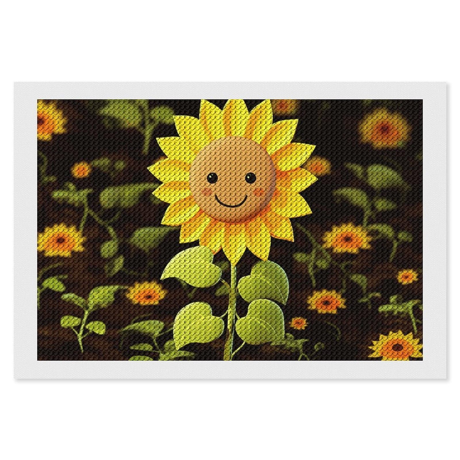 NONHAI Diamond Painting Kits for Adults - DIY Diamond Art Kits for Beginners - Full 5D Paint Drill Diamond Dots Paintings- Cute Sunflower Diamonds Pictures Gem Art and Craft Wall Decor 8"x12"