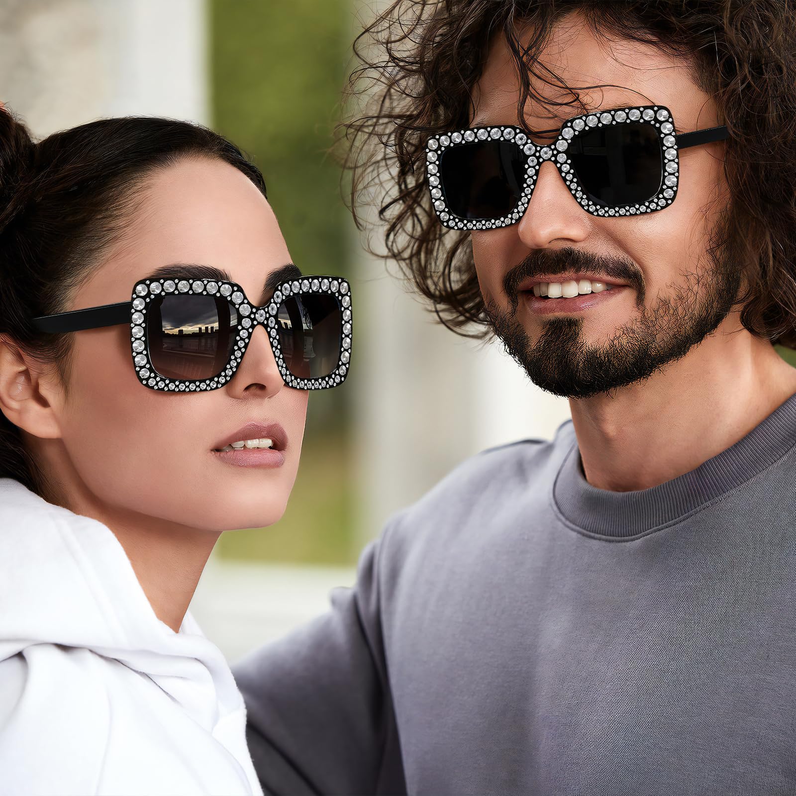 20 Pack Crystal Oversized Square Sunglasses Retro Diamond Glitter Party Favors Amazon.com: Geopty 10 Pack Black Oversized Square Crystal  main image 2