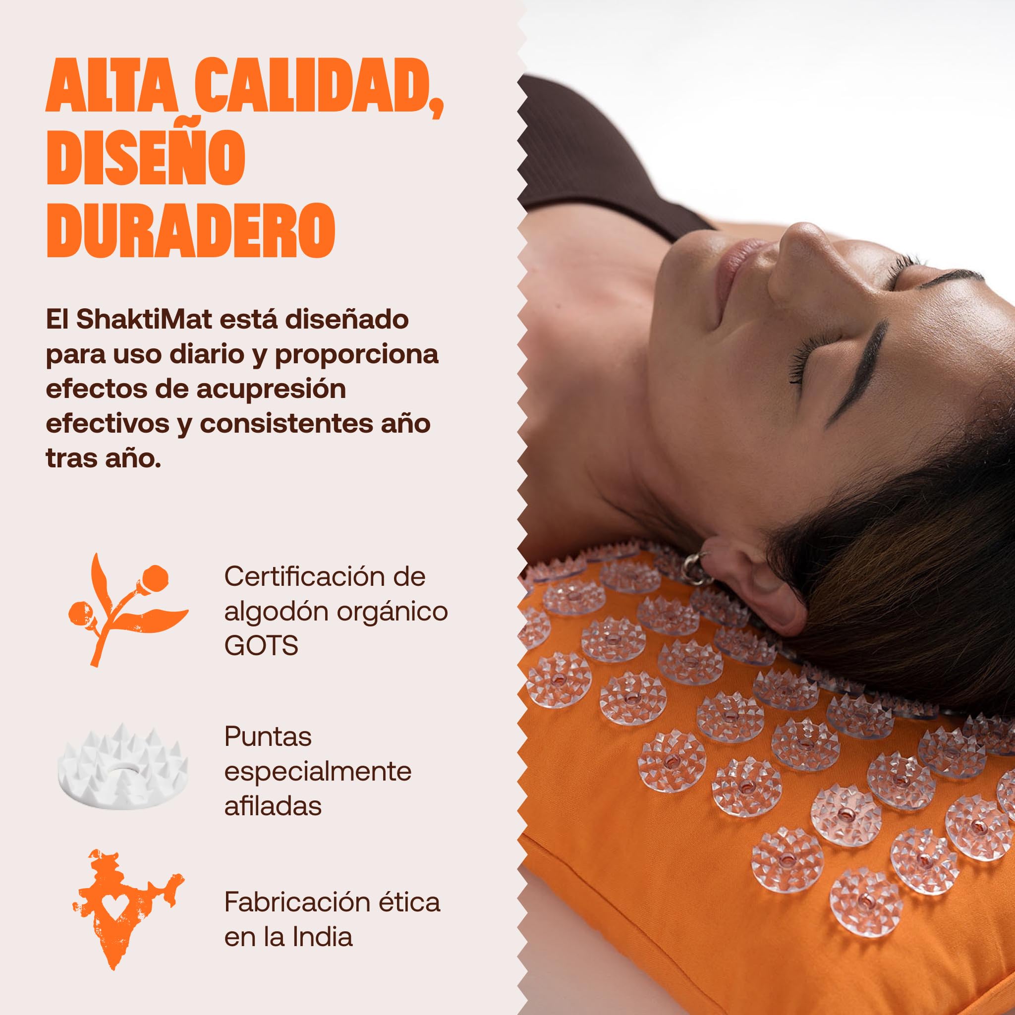 ShaktiMat [La Original Almohada de Acupresión - Algodón orgánico, Fabricación ética - para Relajación, Alivia Dolores de Cabeza, de Cuello y Hombros - Mejora la circulación y el sueño - Negro ónix