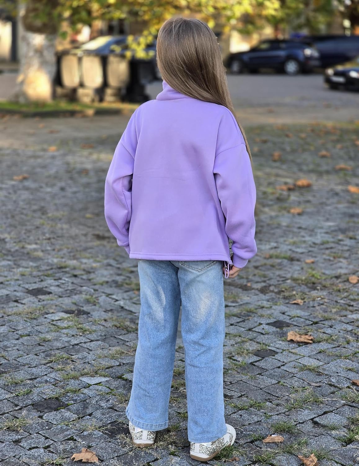 Arshiner Girls Half Zip Sweatshirt with Drawstring Hem Fleece Quarter Zip Pullover Sweatshirts Fall Clothes for Teen Girl - Image 4