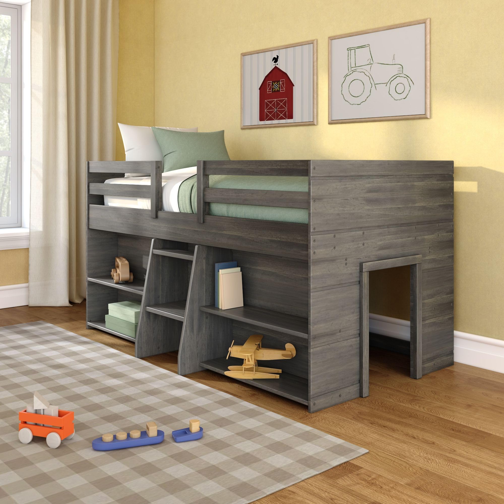 Max & Lily Modern Farmhouse Low Loft Bed