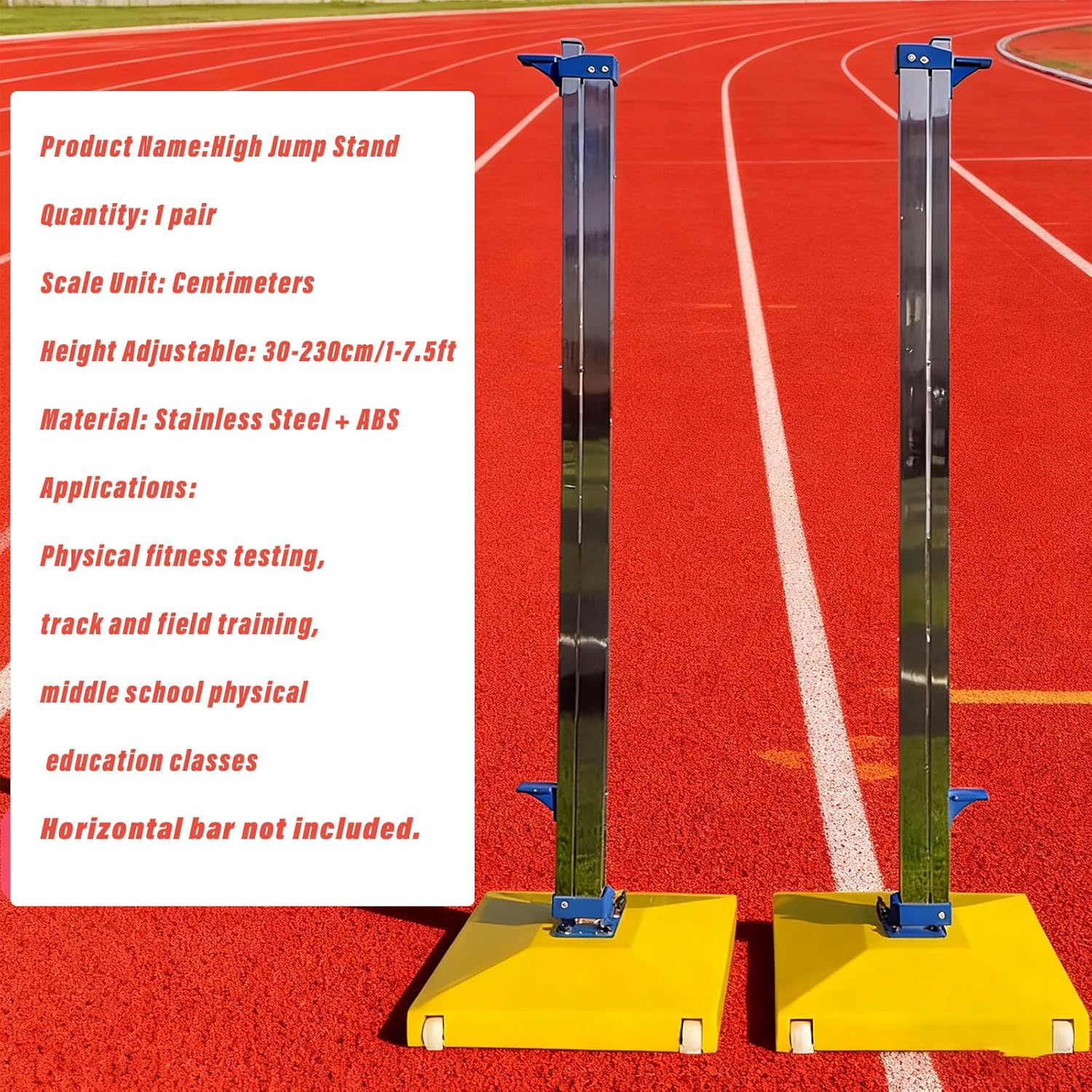 Metal Track Field High Jump Posts (Pair), Moveable Training Equipment for Home Athletic Competitions, High Jump Standards Stand