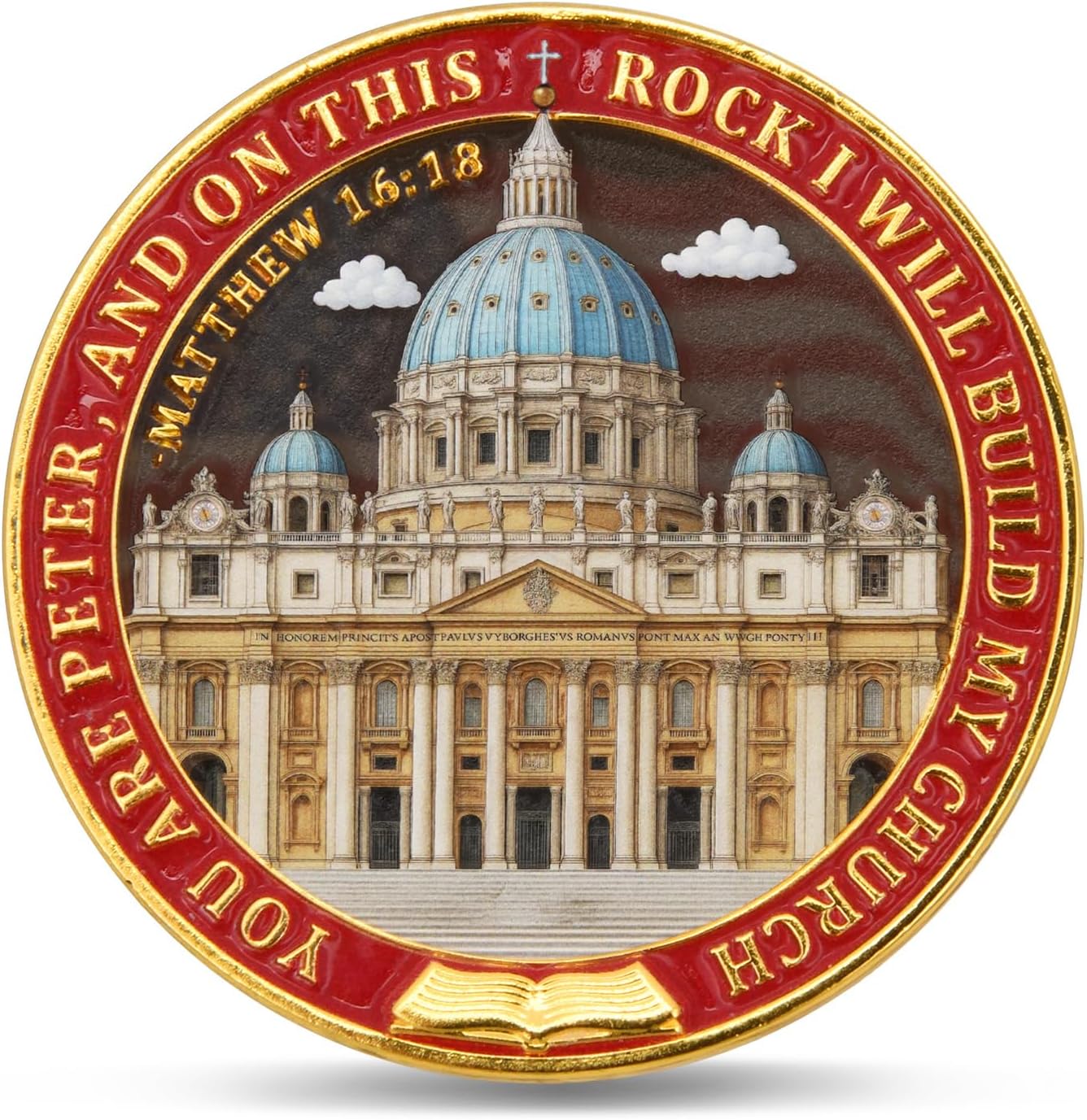 Pope Leo XIV Challenge Coins (5-Pack) – First American Pope 2025 Medallions with St. Peter’s Basilica Design – Zinc Alloy Collector Coins with Clear Acrylic Protective Cases