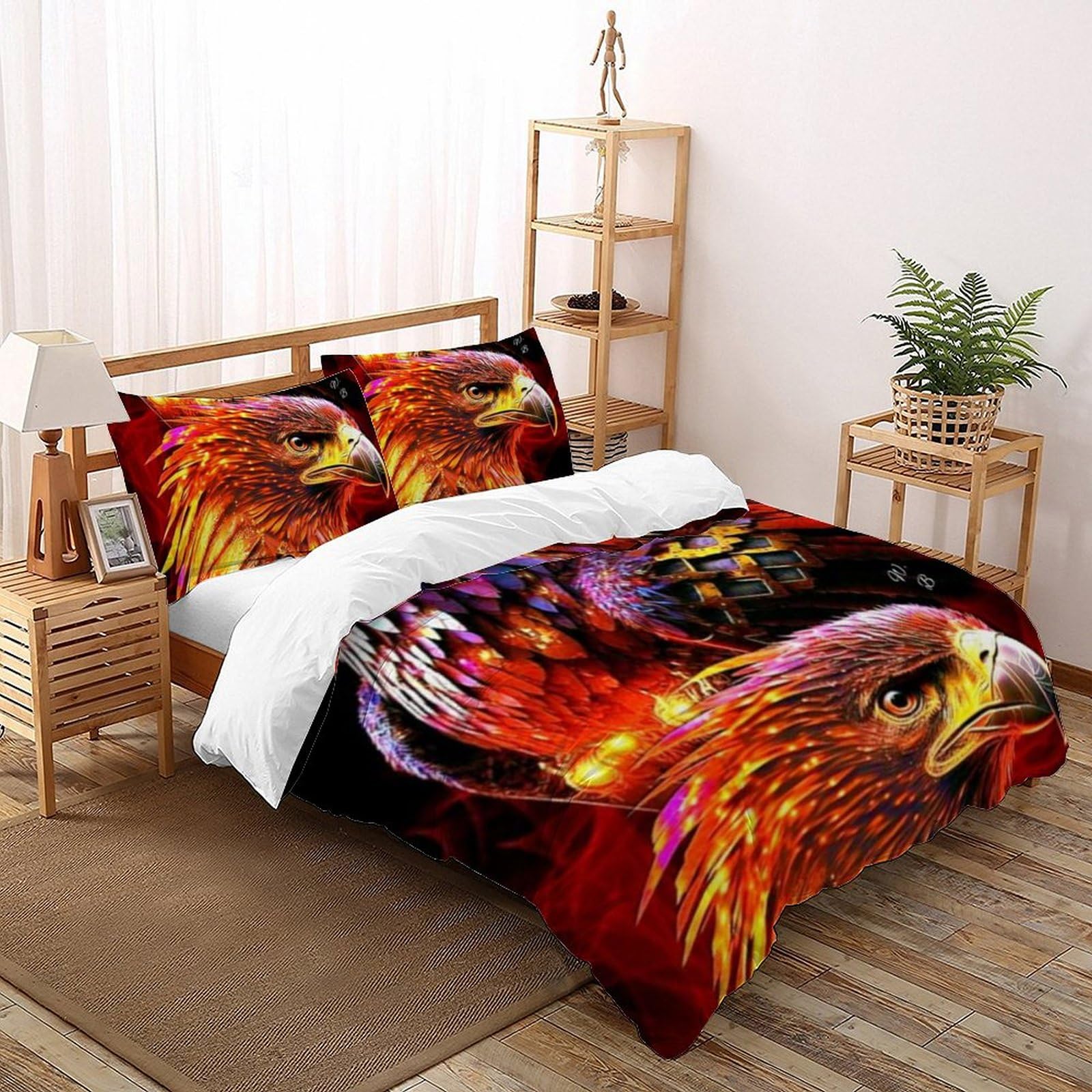 Housse de couette King 220x240cm imprimé 3D microfibre animaux lit garçon avec taies