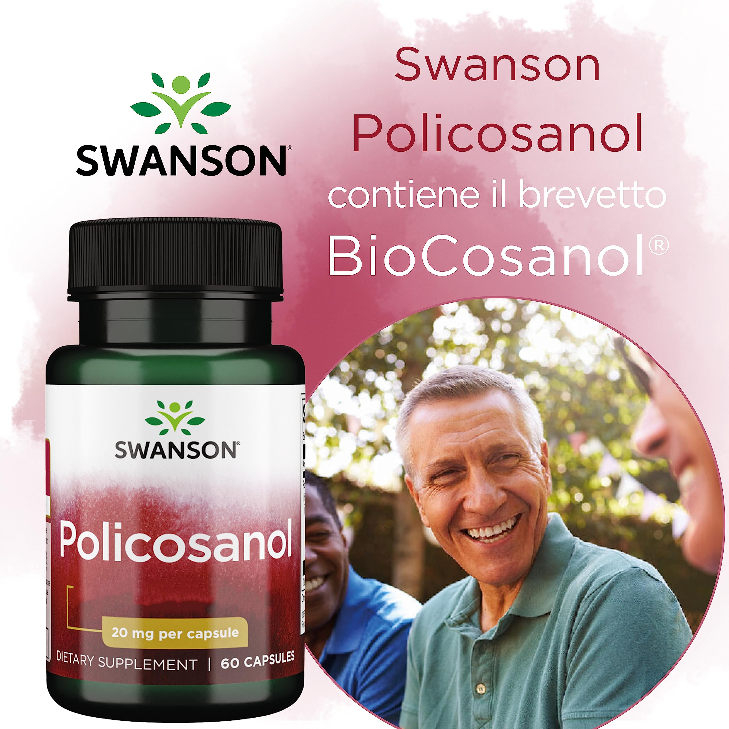 Swanson Policosanol, 20mg, estratto dalla canna da zucchero, alta dose, 60 capsule, Testato in Laboratorio, Senza Glutine, Senza Soia, Non OGM