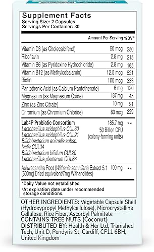 Miniatura 7 de Health & Her Probiótico para controlar el peso  Perimenopausia y menopausia - Probiótico de 50.000 millones de CFU clínicamente estudiado para