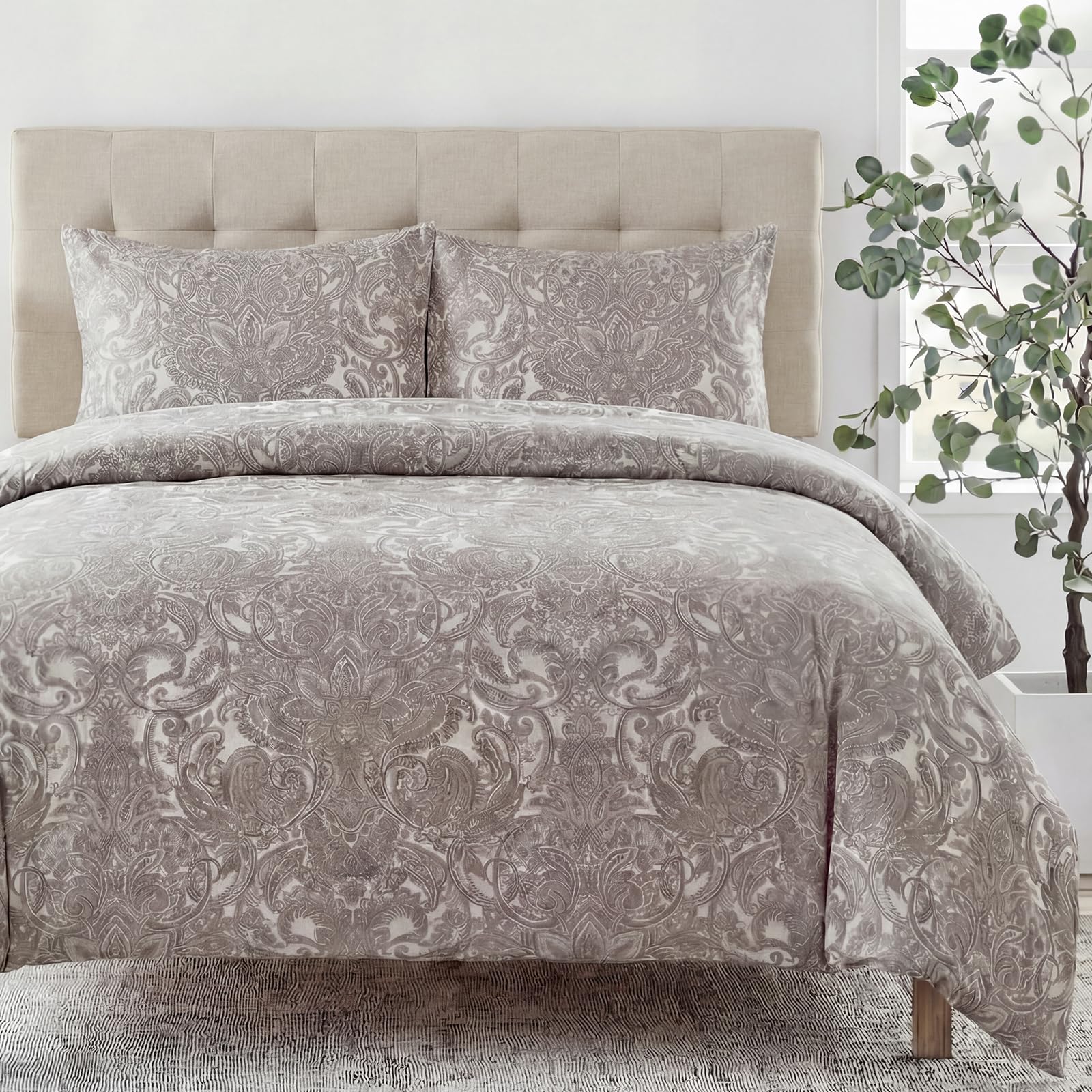 MOVE OVER King Paisley Duvet Cover Taupe