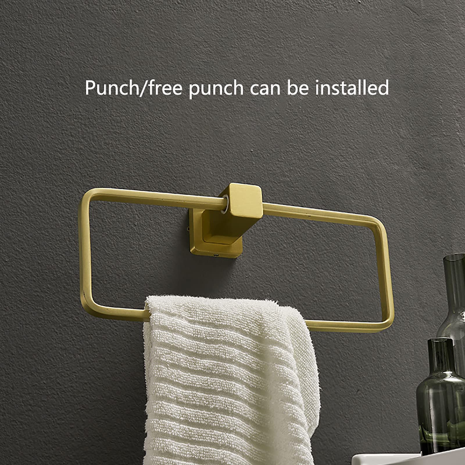 Toallero de aro para Pared, de Aluminio y Nogal, para baño, Cocina y Aseo Innovate