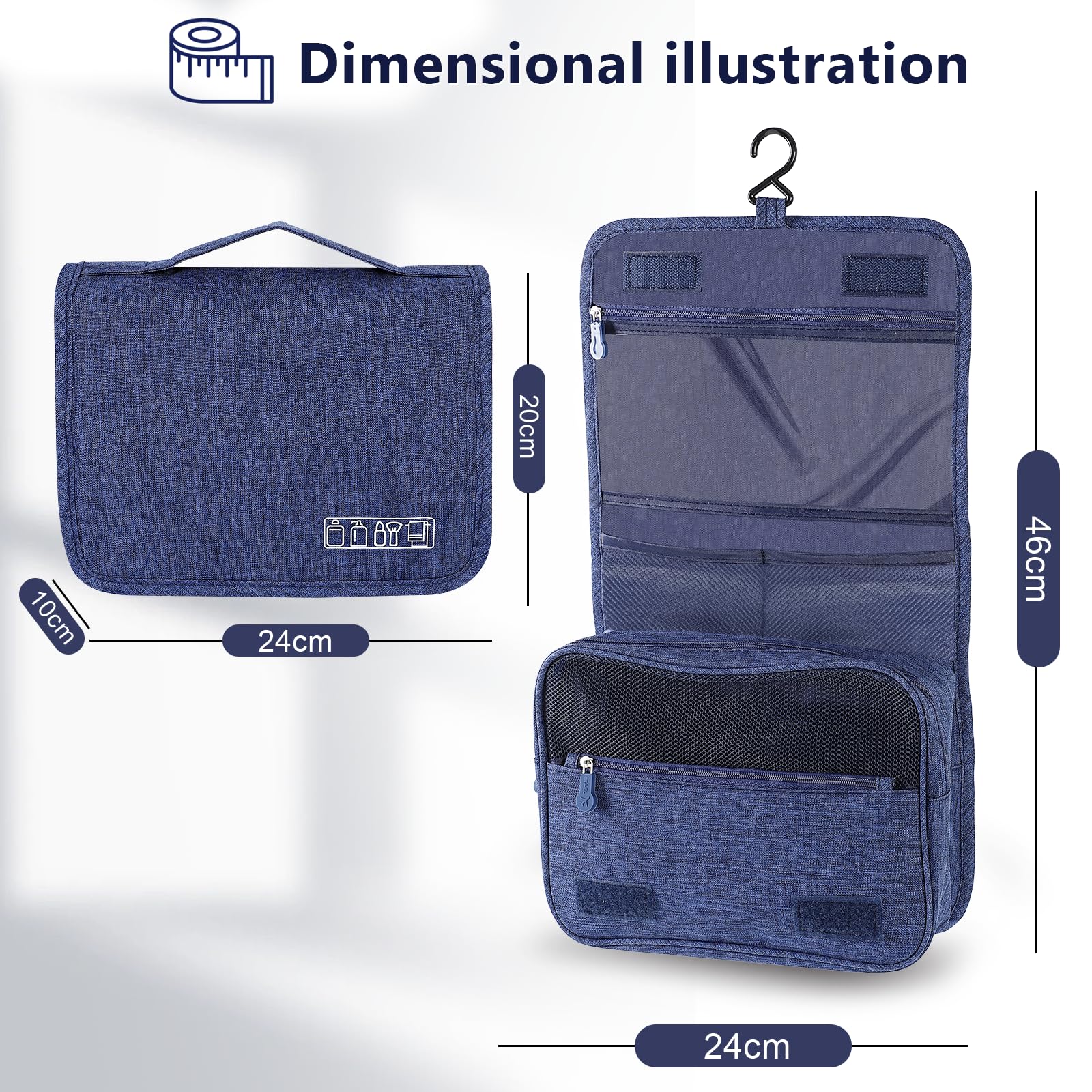 AiQInu Beauty Case da Viaggio, Borsa da toilette da viaggio per Donna Uomo,impermeabile Beauty Case con Gancio per Appendere per Organizzare Oggetti Personali Accessori