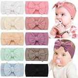 CÉLLOT 10 Colors Super Stretchy Soft Knot Baby Girl Headbands with Hair Bows Nylon Head Wrap For Newborn Baby Girls Infants Toddlers Kids
