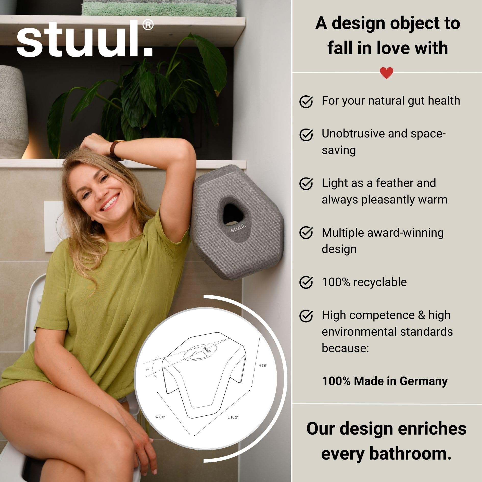 Ergonomic Toilet Foot Stool STUUL Toilet Stool For Adults - Squatting ...