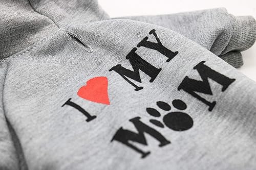Miniatura 4 de DroolingDog Camisetas para perros con texto en inglés "I Love My Mom", ropa para perros pequeños, talla L, gris