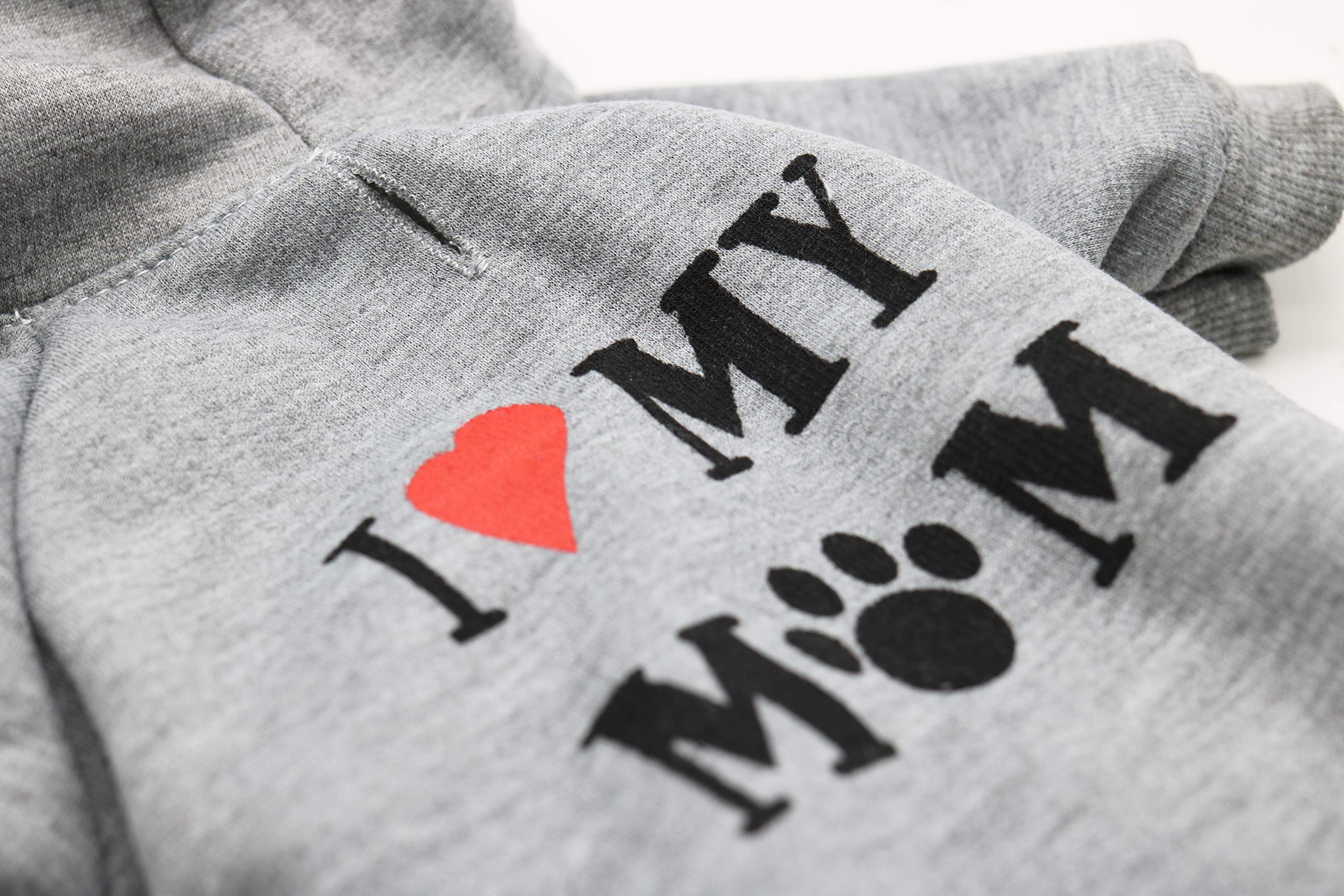 Koszulki dla psów 'I Love My Mom' pies koszulka ubrania dla małego psa chłopca, mały, szary
