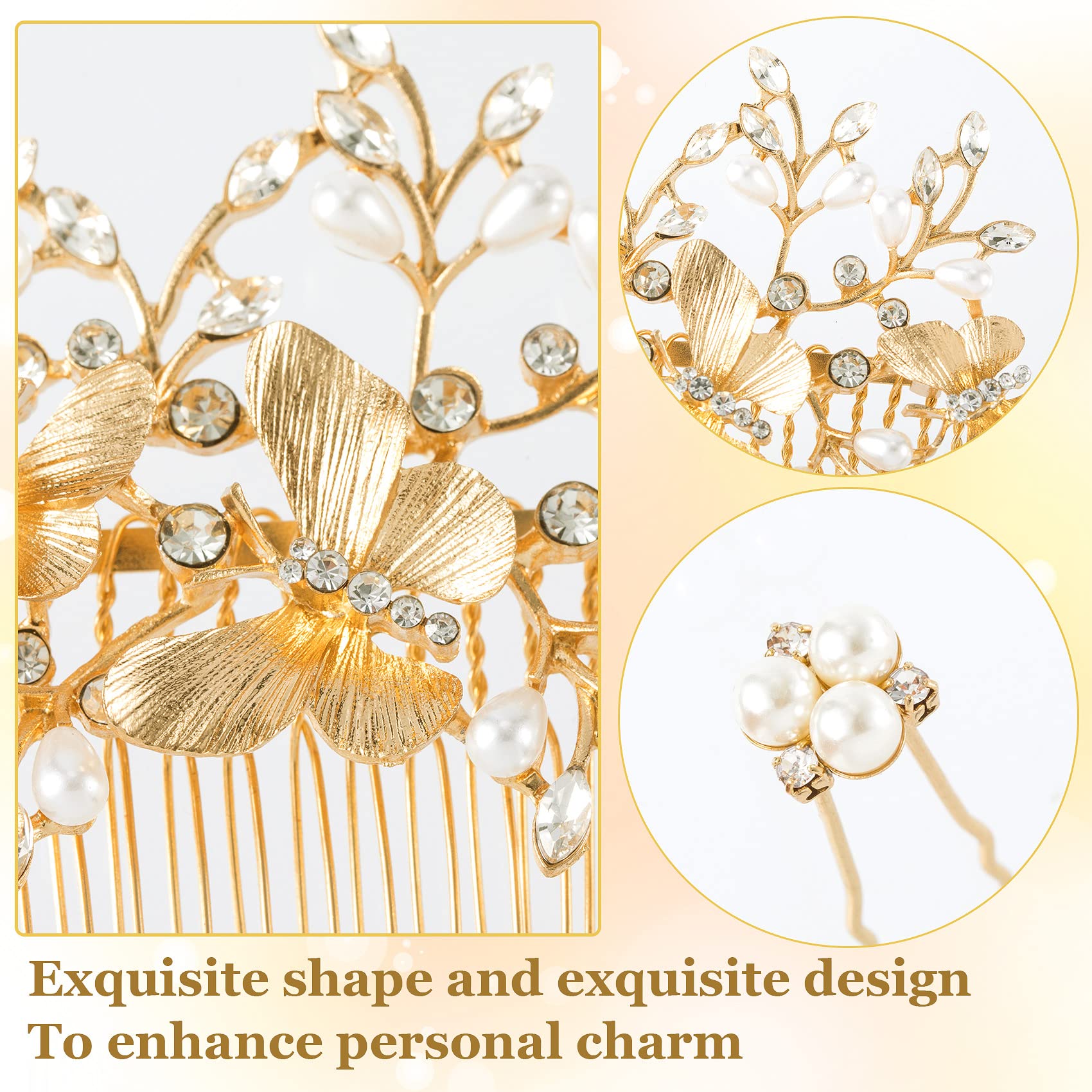 Amazon.com : OIIKI Gold Butterfly Hair Accessories: Pearl  display picture 1