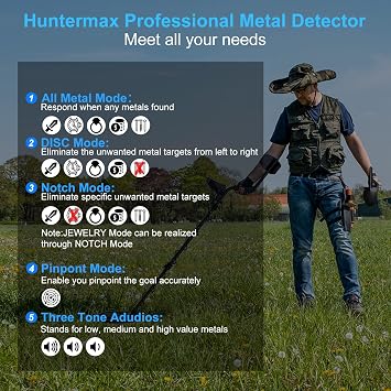 Metal Detector for Adults Professional Precision Waterproof Gold Detector with LCD Display 10 Coil Adjustable Metal Detector Treasure Detector 5 Modes Advanced DSP Chip