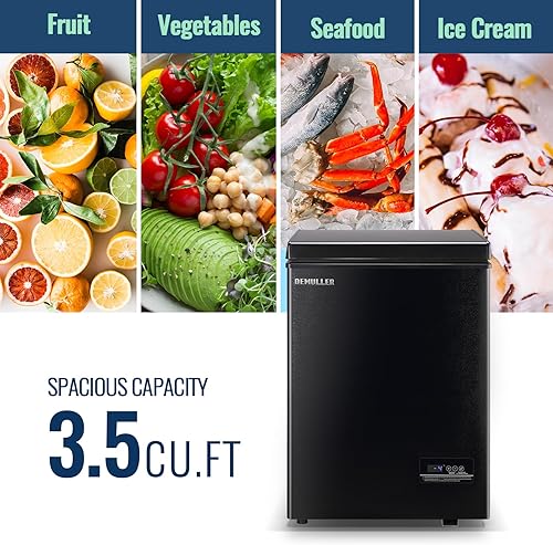 Miniatura 2 de Congelador de pecho de 3.5 pies cúbicos con 2 cestas extraíbles, termostato electrónico compacto (50  a -12 ) y tapa permanece abierta y