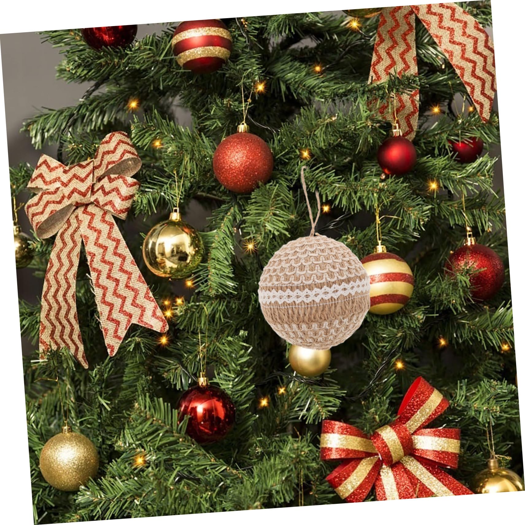 ARTIBETTER Bolas Cuerda De Yute De Adornos Colgantes Decoración De Árbol De Accesorios Y Celebraciones Navideñas 3 Piezas X 4
