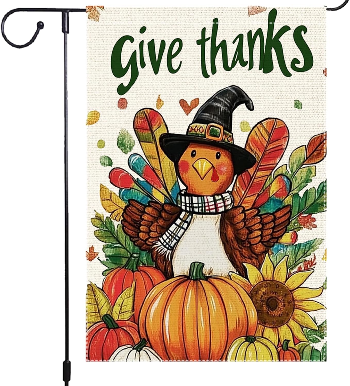 Thanksgiving Garden Flag Fall Garden Flags 12.5x18 Inch Give Thankful Flag Double Sided Decorative Turkey Harvest Autumn Yard Outdoor Decor