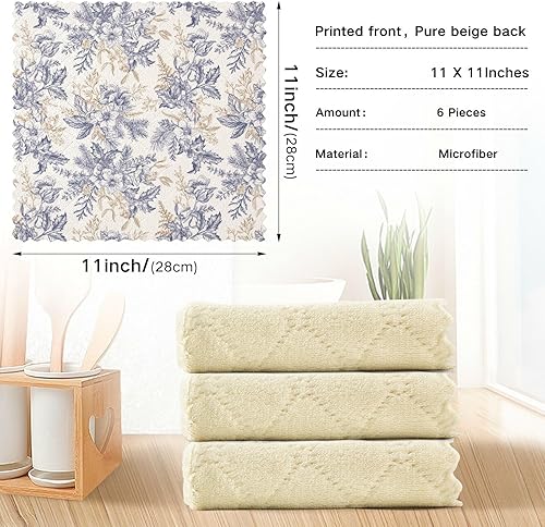 Miniatura 4 de Winter Hellebore Flowers Set of 6 Fast Drying Towels for Drying Dishes Decorative Cotton Microfiber Towel Reusable for Bathroom Coffee