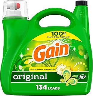 Gain Liquid Laundry Detergent, Original Scent, 194 fl oz, 134 loads, Freshness + Odor Fighting, Laundry Detergent Liquid Soap