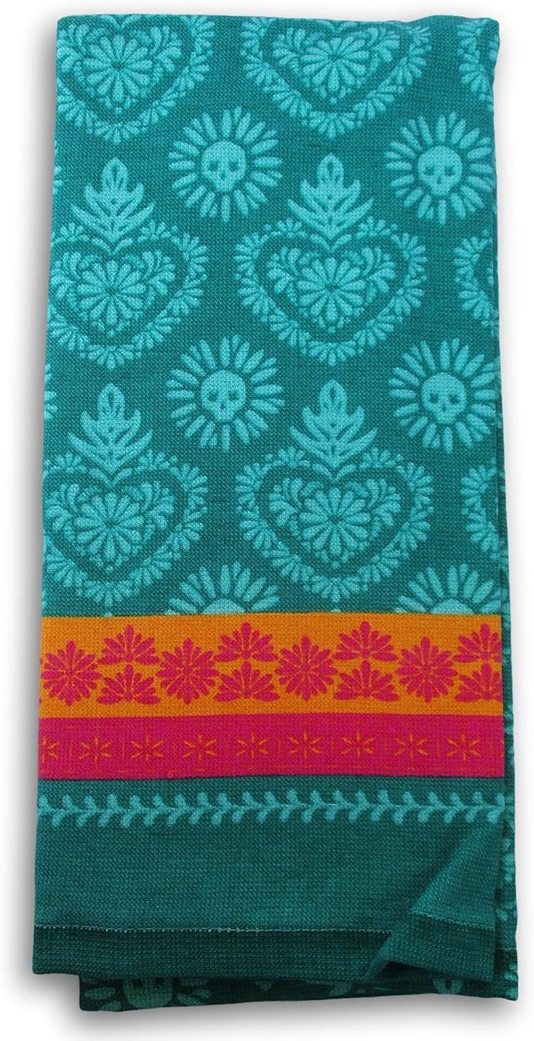Sewology Halloween Themed 100% Cotton Kitchen Towel for Kitchen Use and Spooky Decor (Happy Halloween with Shimmer Border)