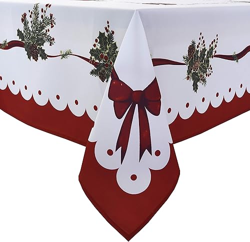 Miniatura 9 de Wewoch Mantel rectangular decorativo con estampado floral de ciruela, impermeable, sin arrugas y resistente a las manchas, para interiores y
