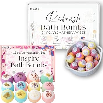 EvolutionUSA Inspire & Refresh Minis Bath Bombs Bundle - Enjoy These 2 top Bath Bomb Sets that Make the Perfect Bath Bombs for Girls Gift