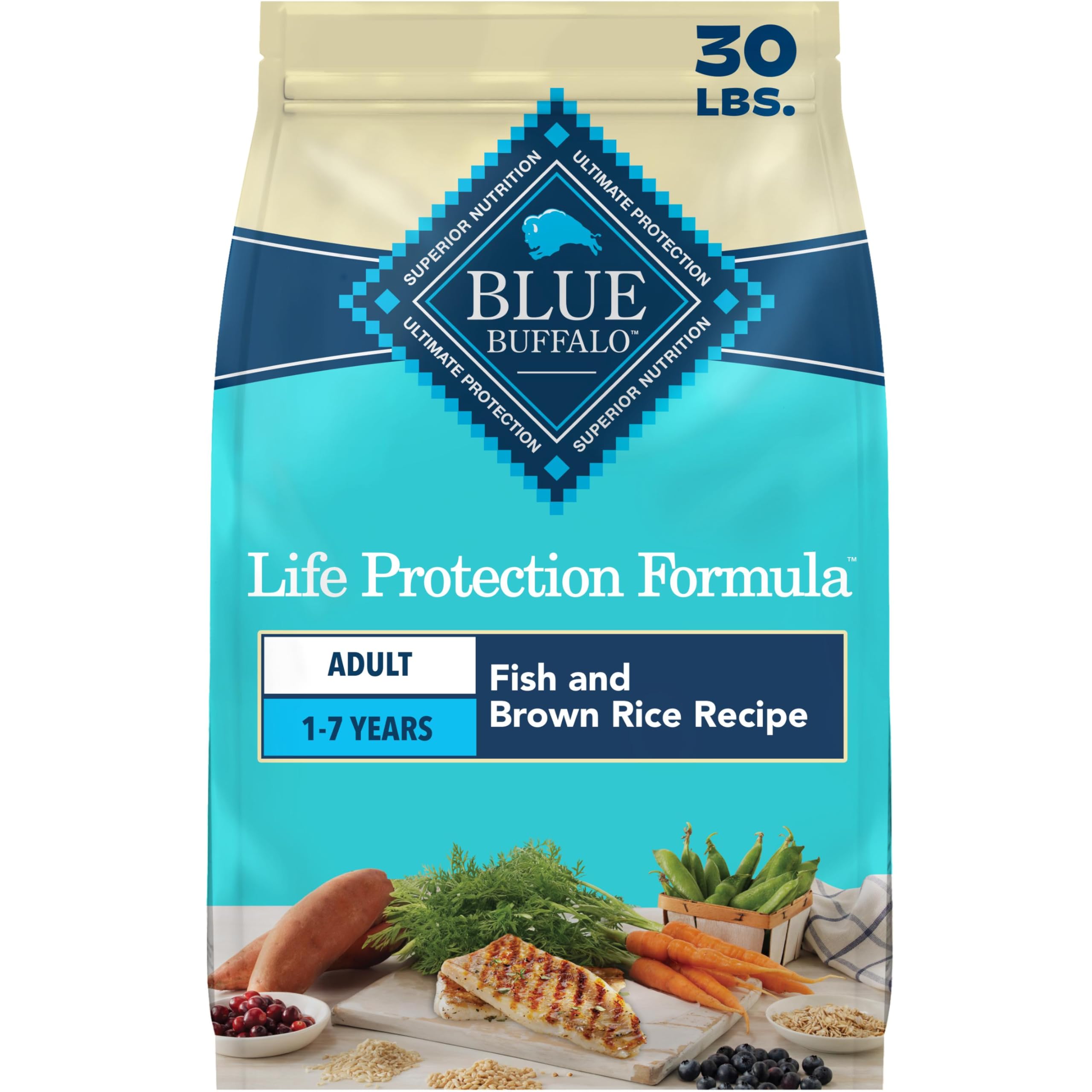 Blue Buffalo Life Protection Formula Fish Adult Dry Dog Food, 30 lb
