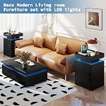 Turosur Table de chevet avec LED Lumière,Bedside Table avec étagères réglables, Portes magnétiques, Table d'extrémité moderne pour chambre à coucher(noir)