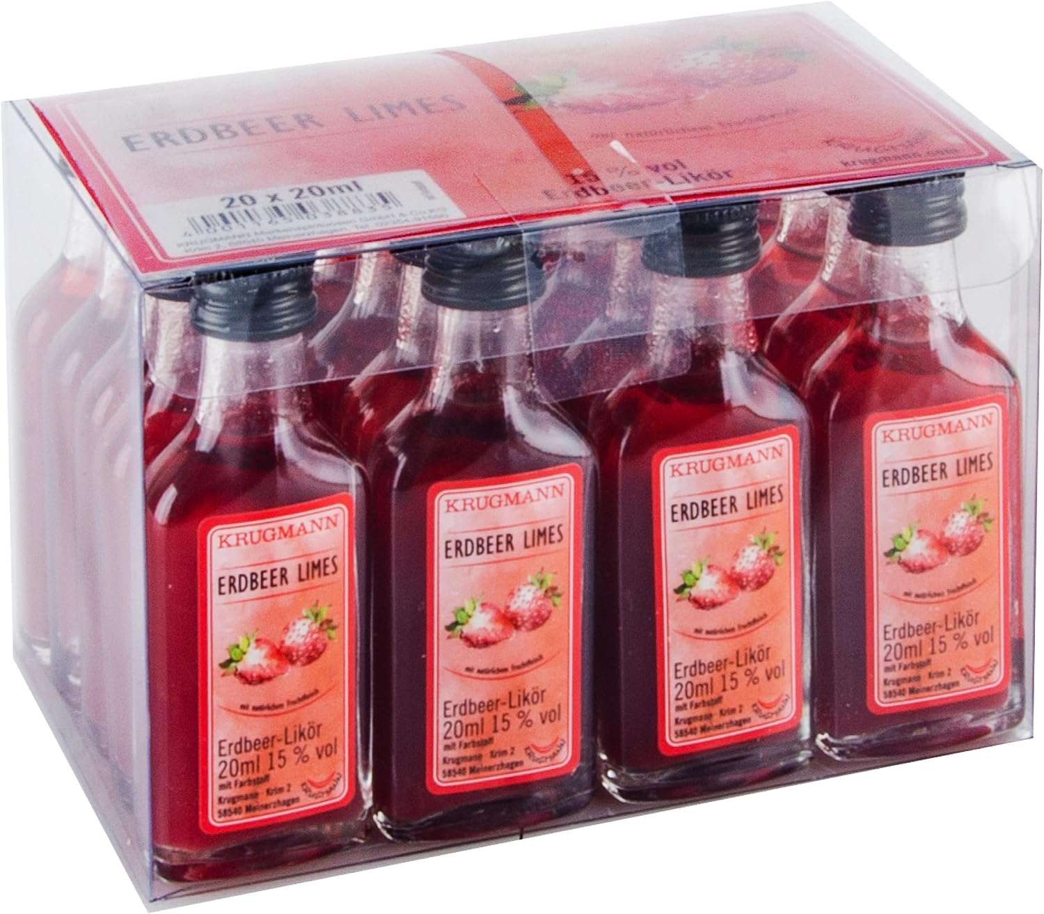 KRUGMANN Erdbeer LIMES Erdbeerlik r mit Fruchtfleisch 20 x 20 ml = 400 ml