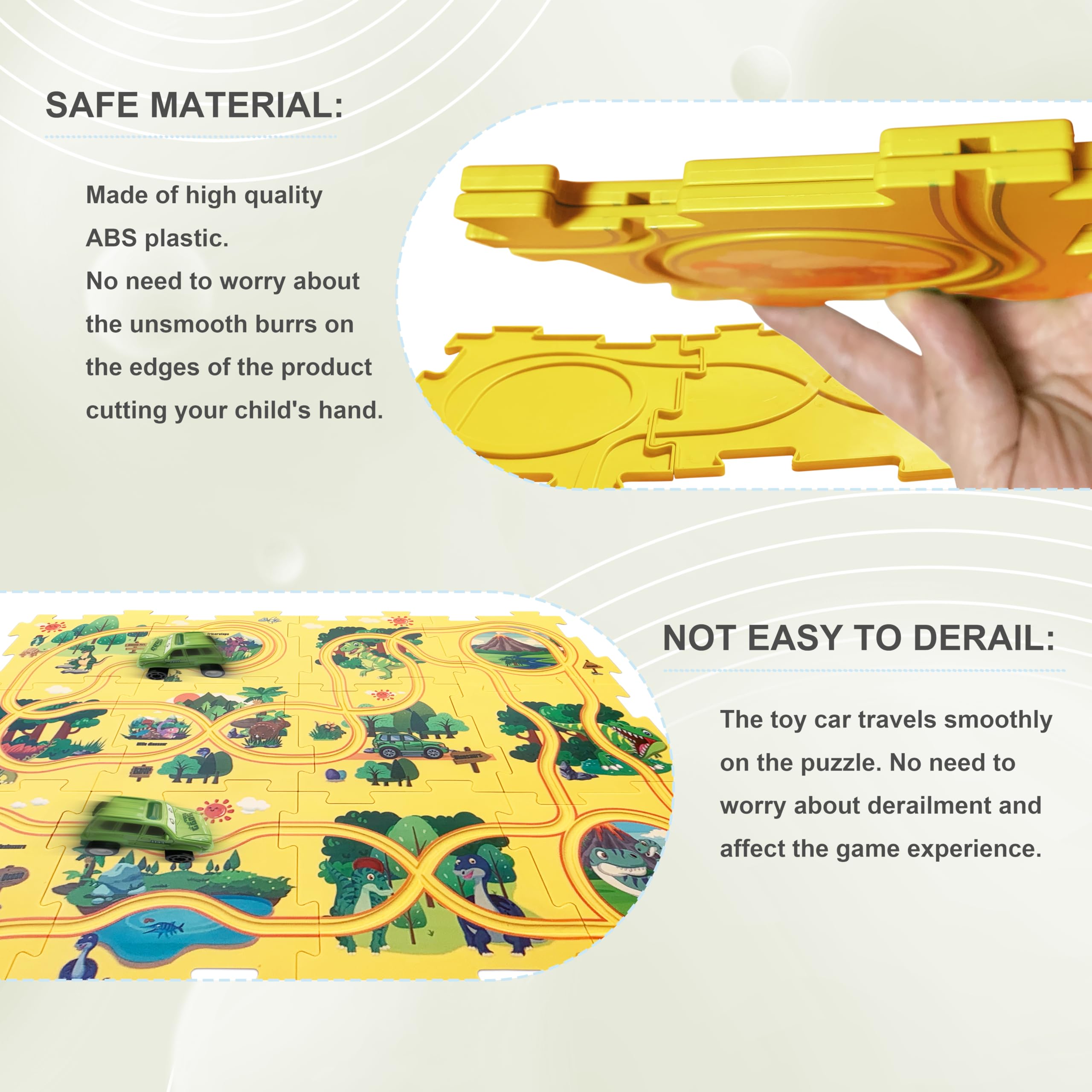 LIHBCAIYI Puzzle Track Car Play Set 25PCS Racer Kids Car Track Set, Dinosaur-Themed Puzzles, Educational Montessori Toys for 3-6 Year Old Boys & Girls