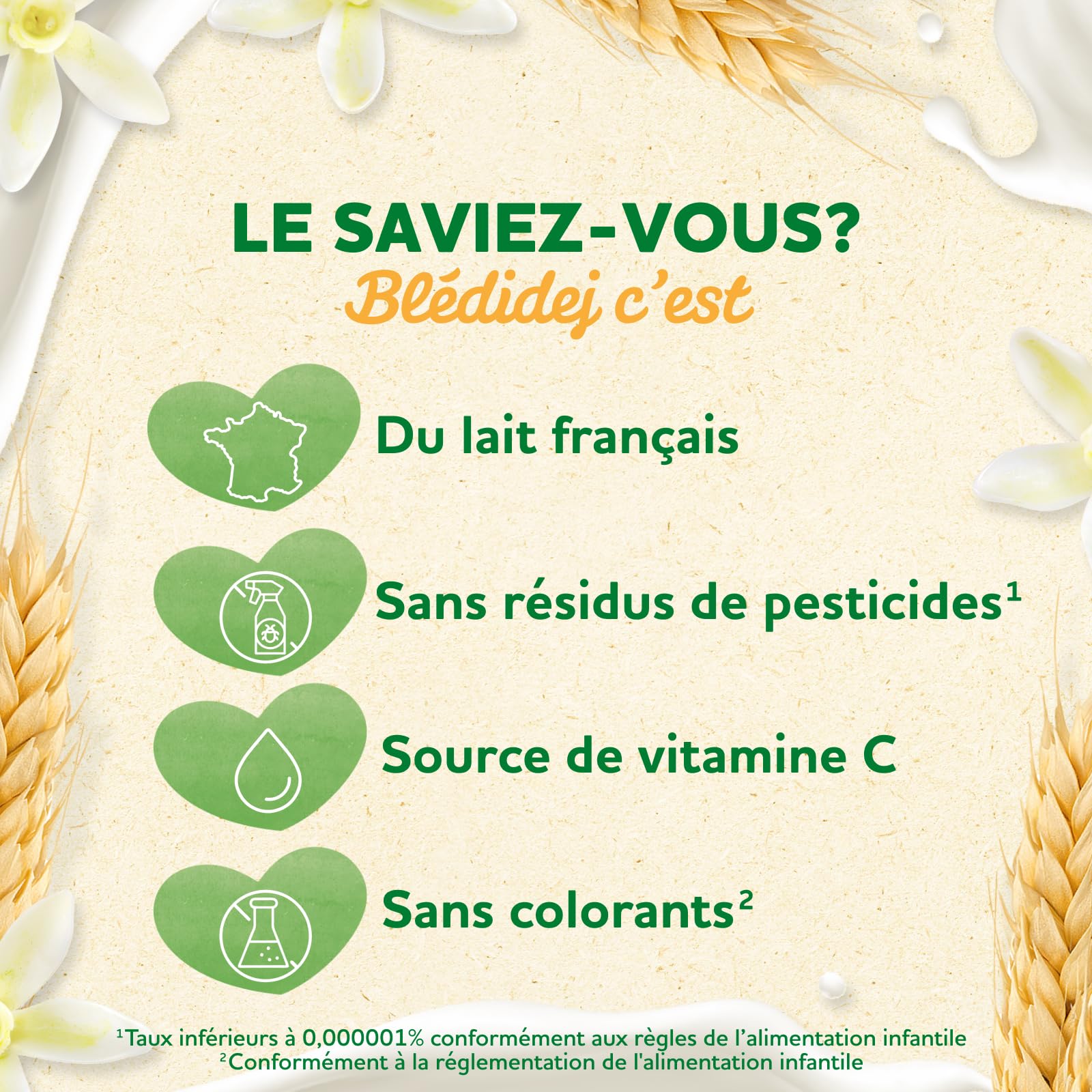 Blédina Blédidej Céréales bébé Biscuité Saveur Vanille Dès 12 Mois Lait bébé petit-déjeuner Calcium Vitamine C Fer Oméga 3 Format Pratique 12x250 mL