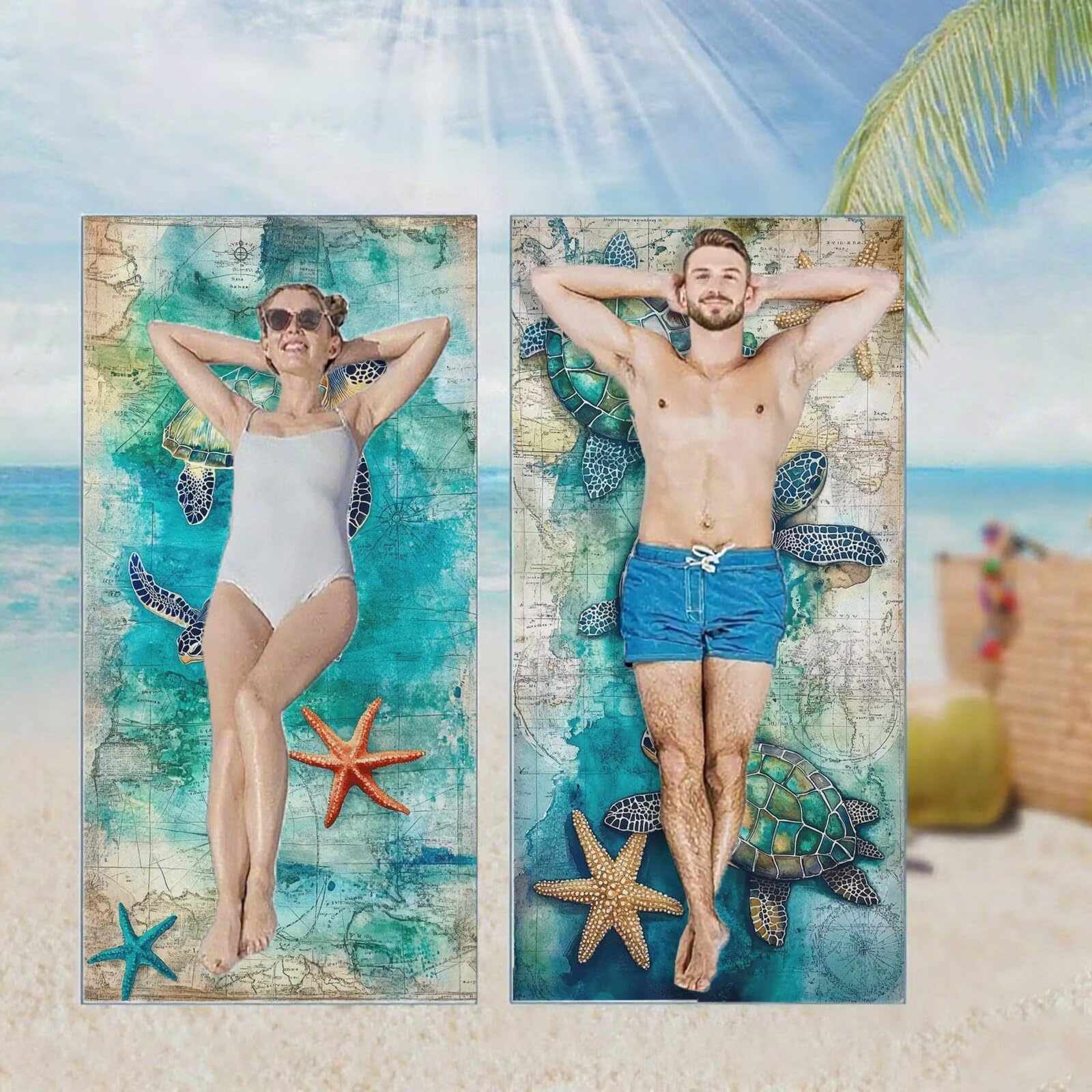 Ręcznik plażowy, ręczniki plażowe z mikrofibry, szybkoschnące lekkie ręczniki podróżne bez piasku, duży ręcznik kąpielowy dla dorosłych 90 x 200 cm, do pływania na basen, jogę, siłownię, kemping