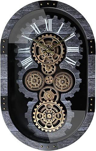 TICKGEAR Original Moving Gear - Reloj de pared más grande de 21 pulgadas estilo vintage industrial steampunk rústico decoración de granja para sala TICKGEAR Original Moving Gear - Reloj de pared más grande de 21 pulgadas estilo vintage industrial steampunk rústico decoración de granja para sala