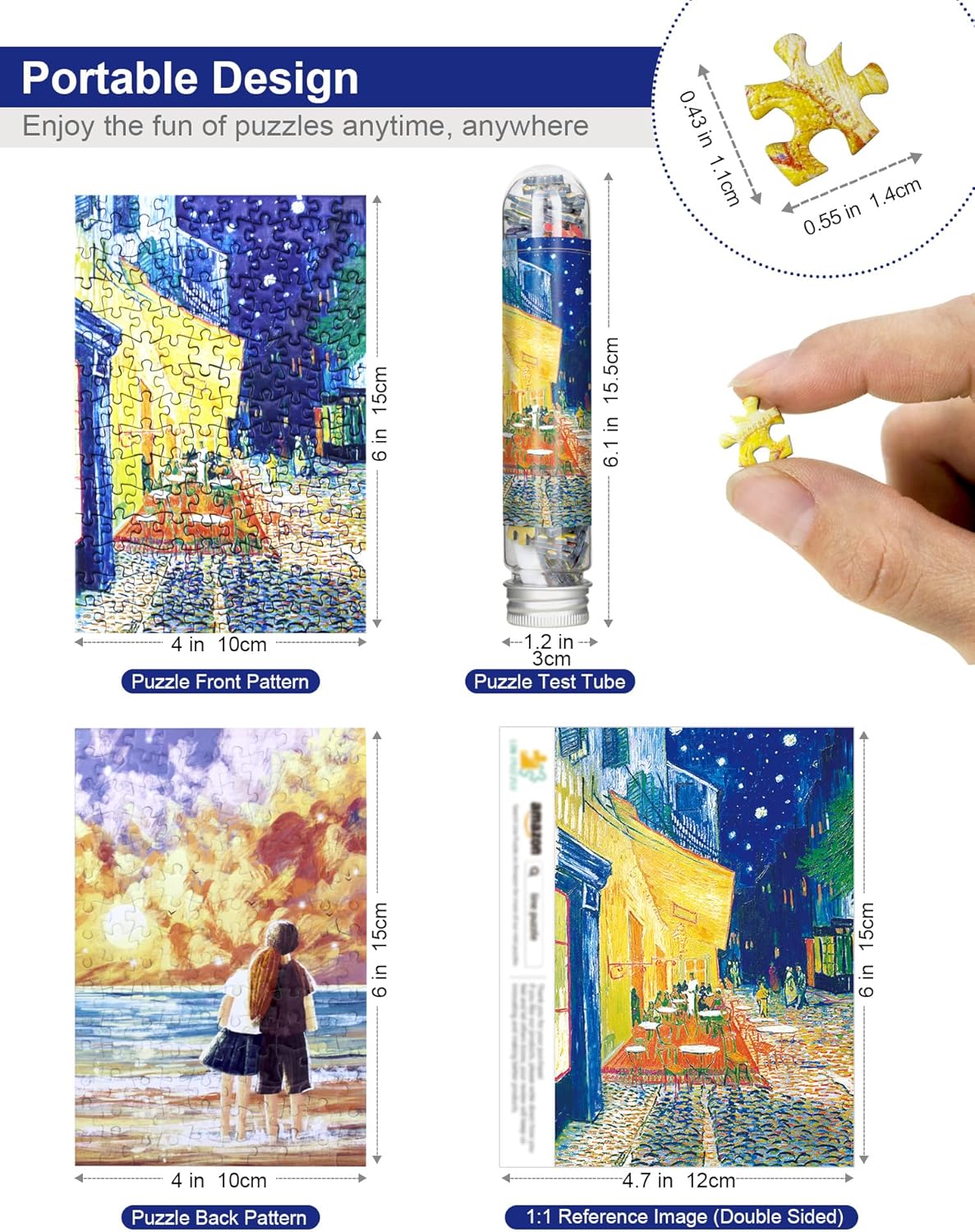 Mini Jigsaw Puzzles for Adults (8 Packs) Double-Sided Puzzle with Reference Blueprint, Micro Puzzle, Comes with Tweezers for Small Puzzles, Suitable As a Gift