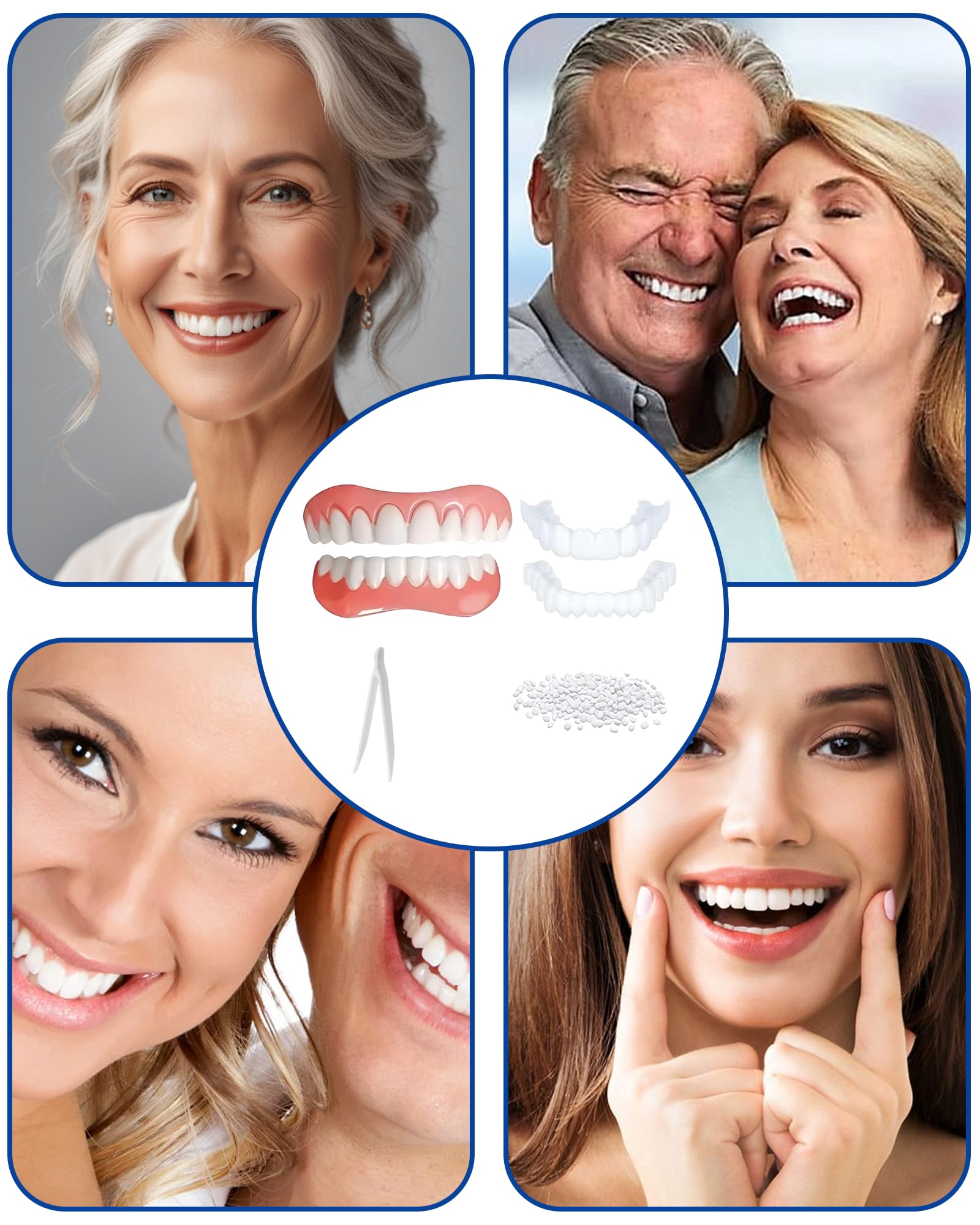 2 Paia Protesi Dentale Universale,Faccette Dentali,Faccette Denti Sorrisi Cosmetici,Denti Finti Da Applicare Da Soli Dentiera Finta Naturale Dentiera Provvisoria,Protesi Naturali Istantanee