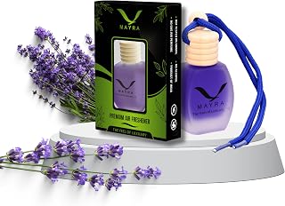 Mayra Premium Car Air Freshener, 10 ML, Lavender Fragrance, Natural Essential Oils, Glass Bottle with Wooden Diffuser Lid,... Price In India