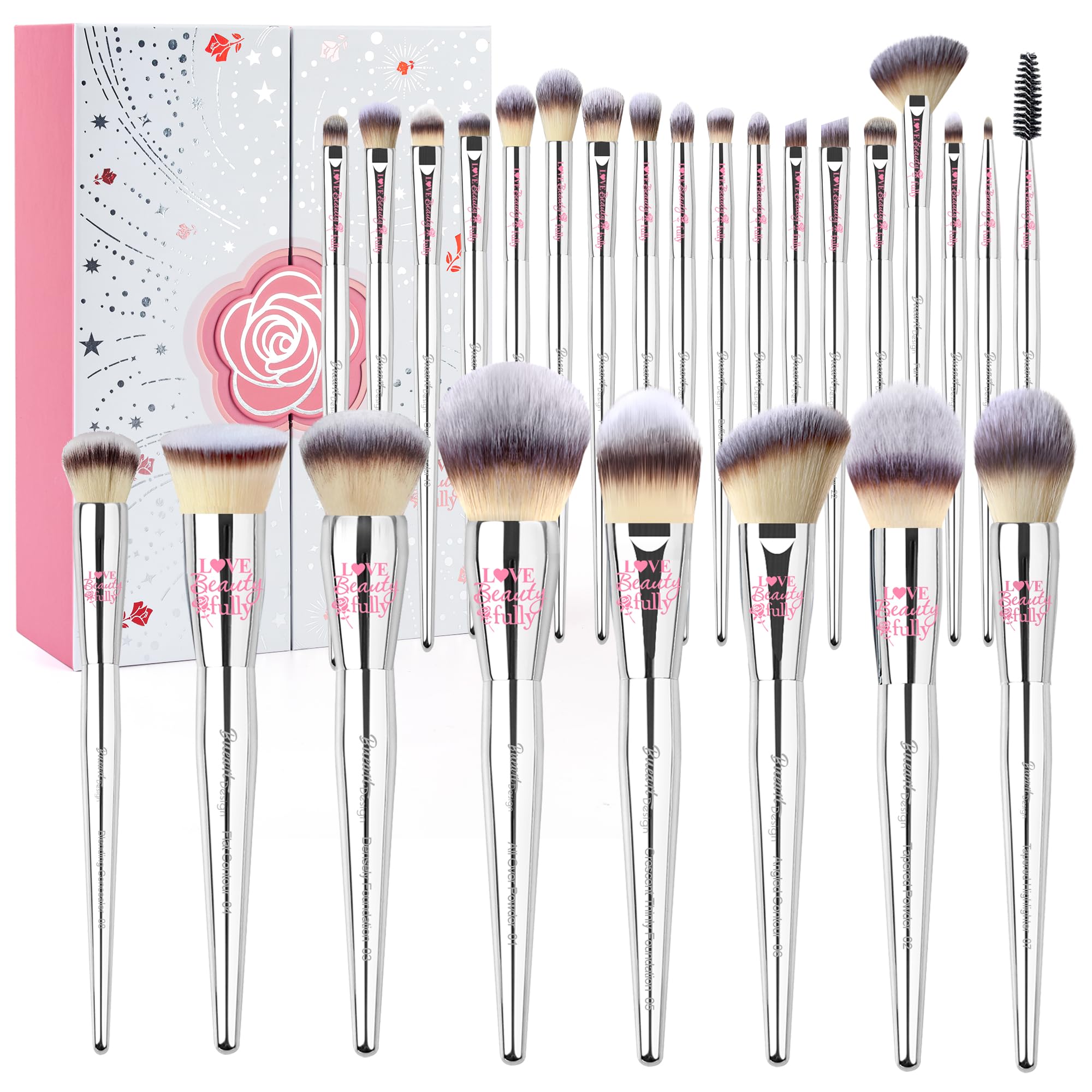 Bueart Design 26Pcs PRO Makeup Brushes Set Christmas Gift(with Elegant Box)