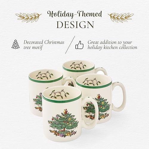 Miniatura 3 de Spode Taza de la colección Árbol de Navidad juego de 4 capacidad de 9 onzas tazas de café navideñas taza para té cacao caliente y café apta para