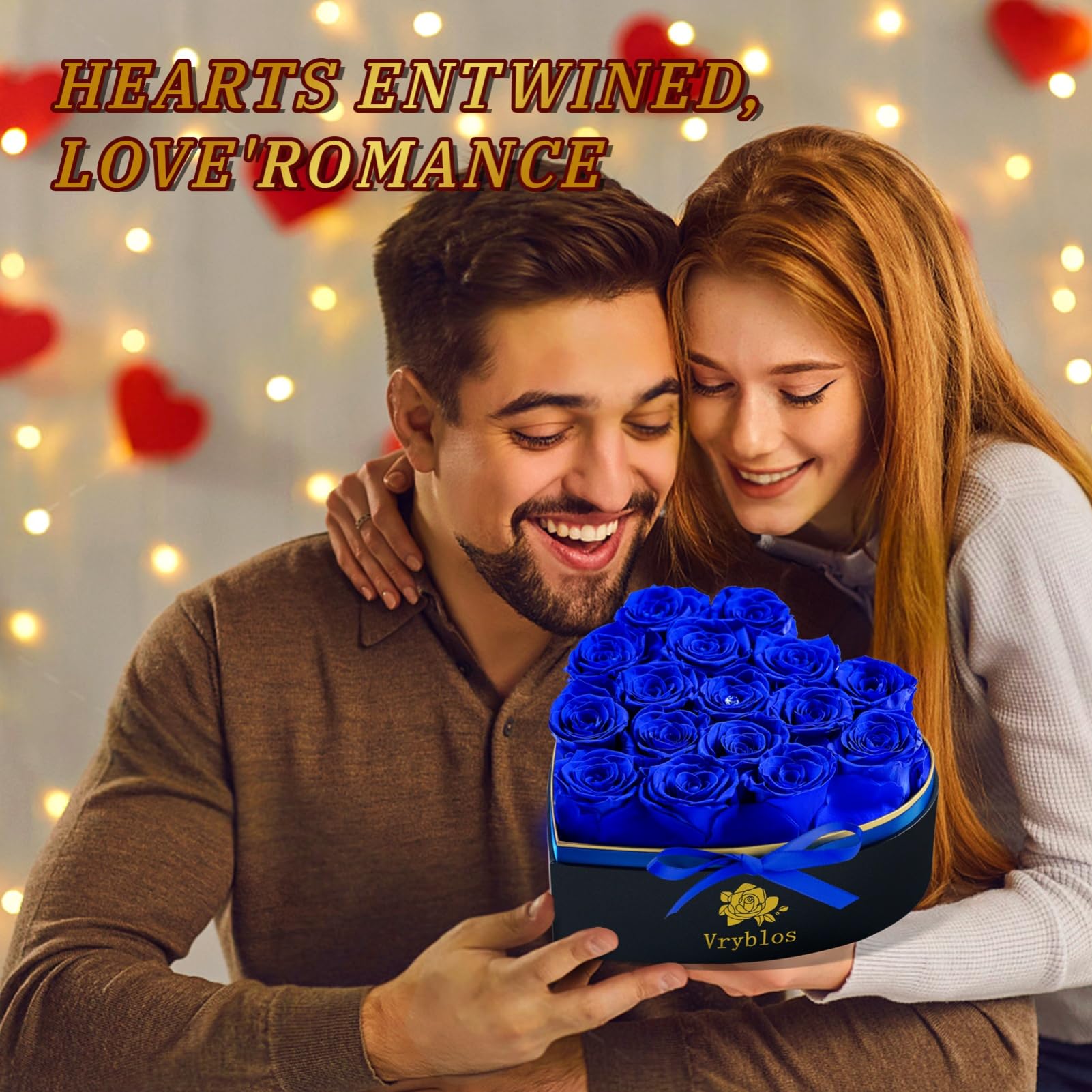 Amazon.com: Vryblos Forever Blue Roses in a Box Heart Shaped 16