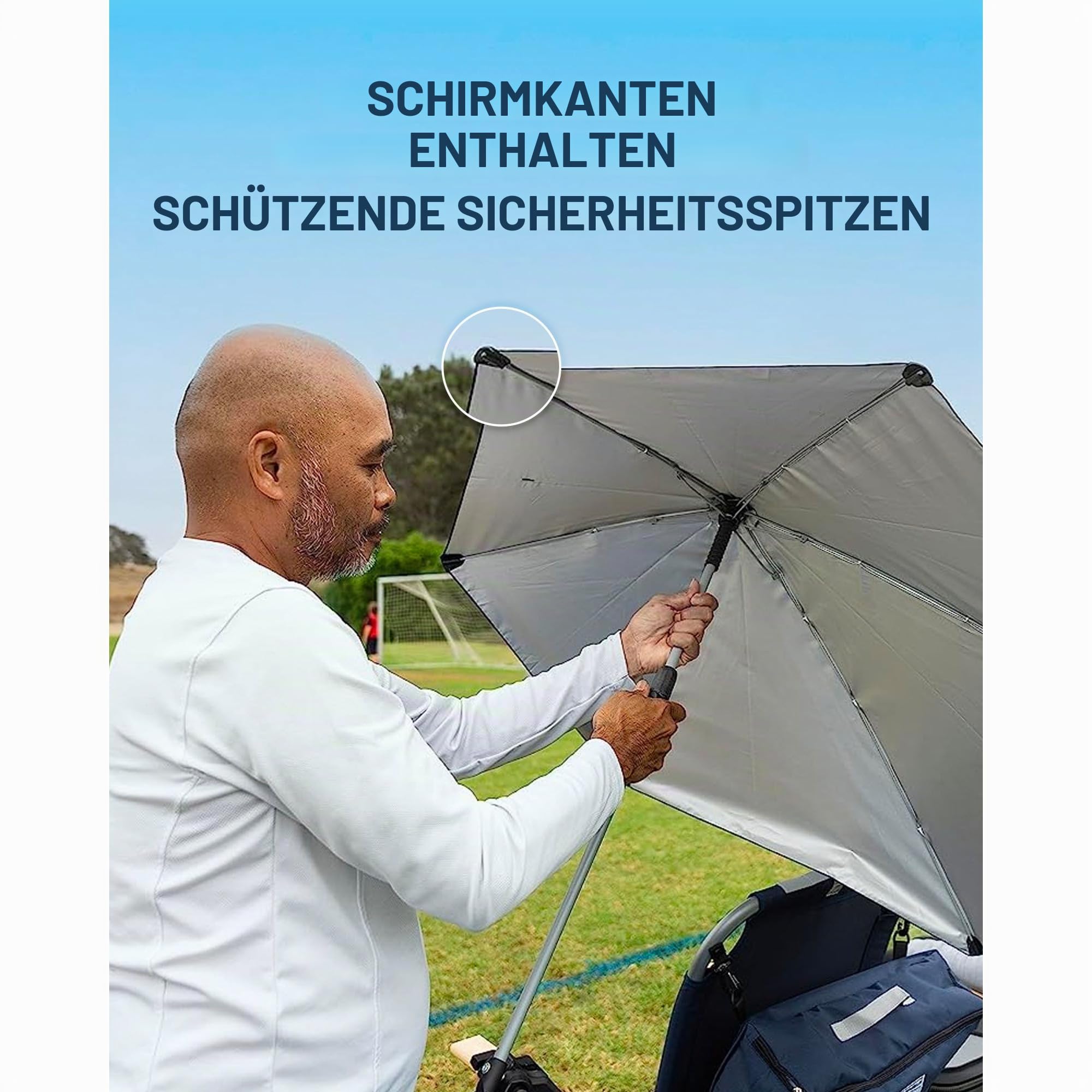 Sport-Brella Versa-Brella Sonnenschirm – Reflektiert Wärme und Bietet UPF 50+ Sonnenschutz, Klemmt An Fast Jeder Oberfläche, Montiert An Stühlen, Tribünen, Golf-Taschen, 96cm x 100cm