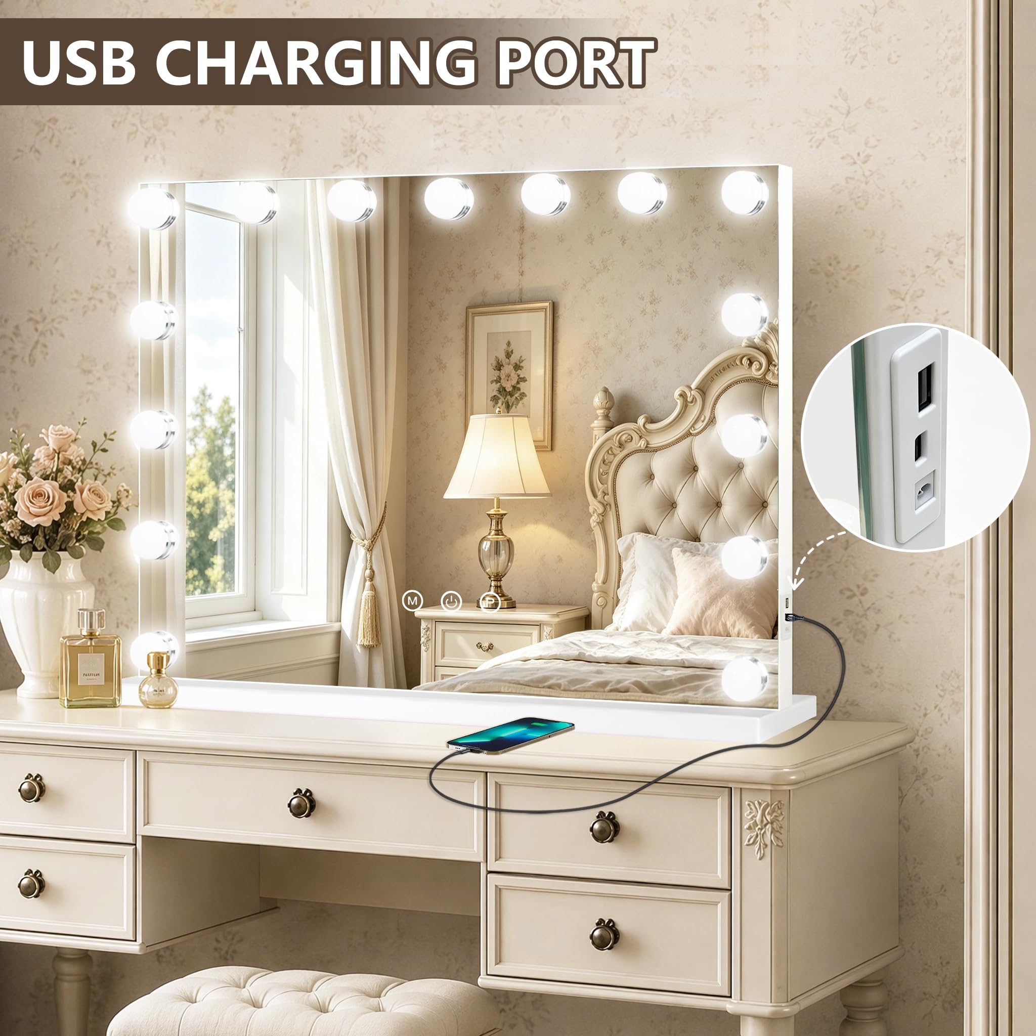 Ratsamee Hollywood Vanity Mirror - Lights & USB Charge -5 Ratsamee Hollywood Vanity Mirror - Lights & USB Charge -5