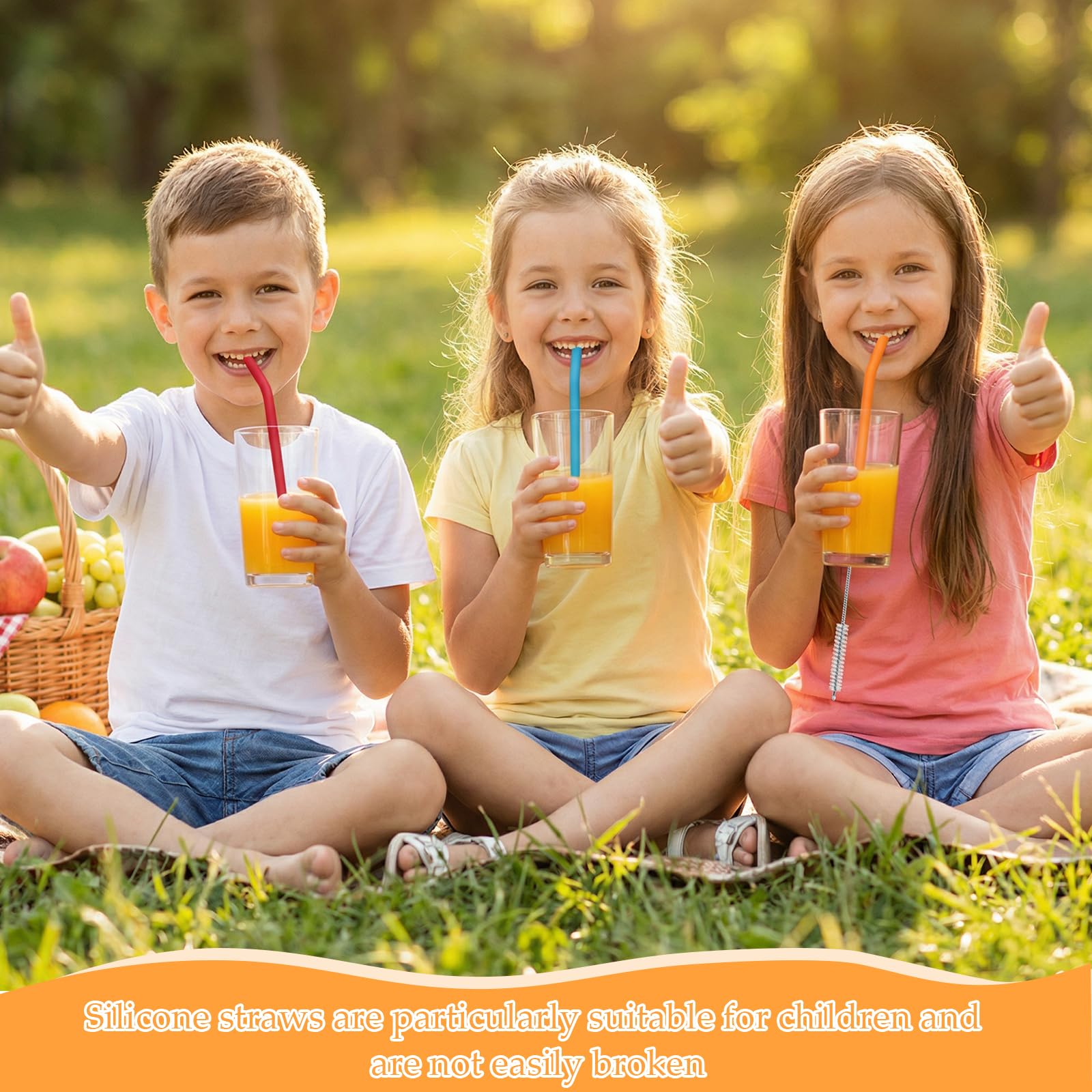 HORREX 22 Piezas Pajitas Reutilizables Incluye 2 Cepillo Limpiador, Ecológico Resistente Pajitas Silicona, Coloridas Silicona Plegable Ecológico para Bebidas Frías Juice Coffee Cóctel