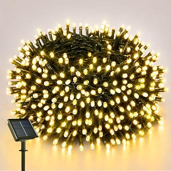 HeiPard Solar Lichterkette Aussen, Lichterketten au en Solar 14m 120 LEDs mit Vollkupferkabel 8 Modi Speicher, Wasserdicht Warmwei  Solarlichterkette Outdoor Wetterfest f r Garten Terrasse Balkon [Energy Class E]