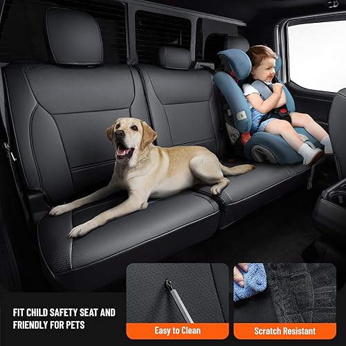 Miniatura 3 de DrCarNow Fundas de asiento para Ford F150 2015-2024 2025 2026, juego completo de fundas de asiento de automóvil de cuero de ajuste personalizado,